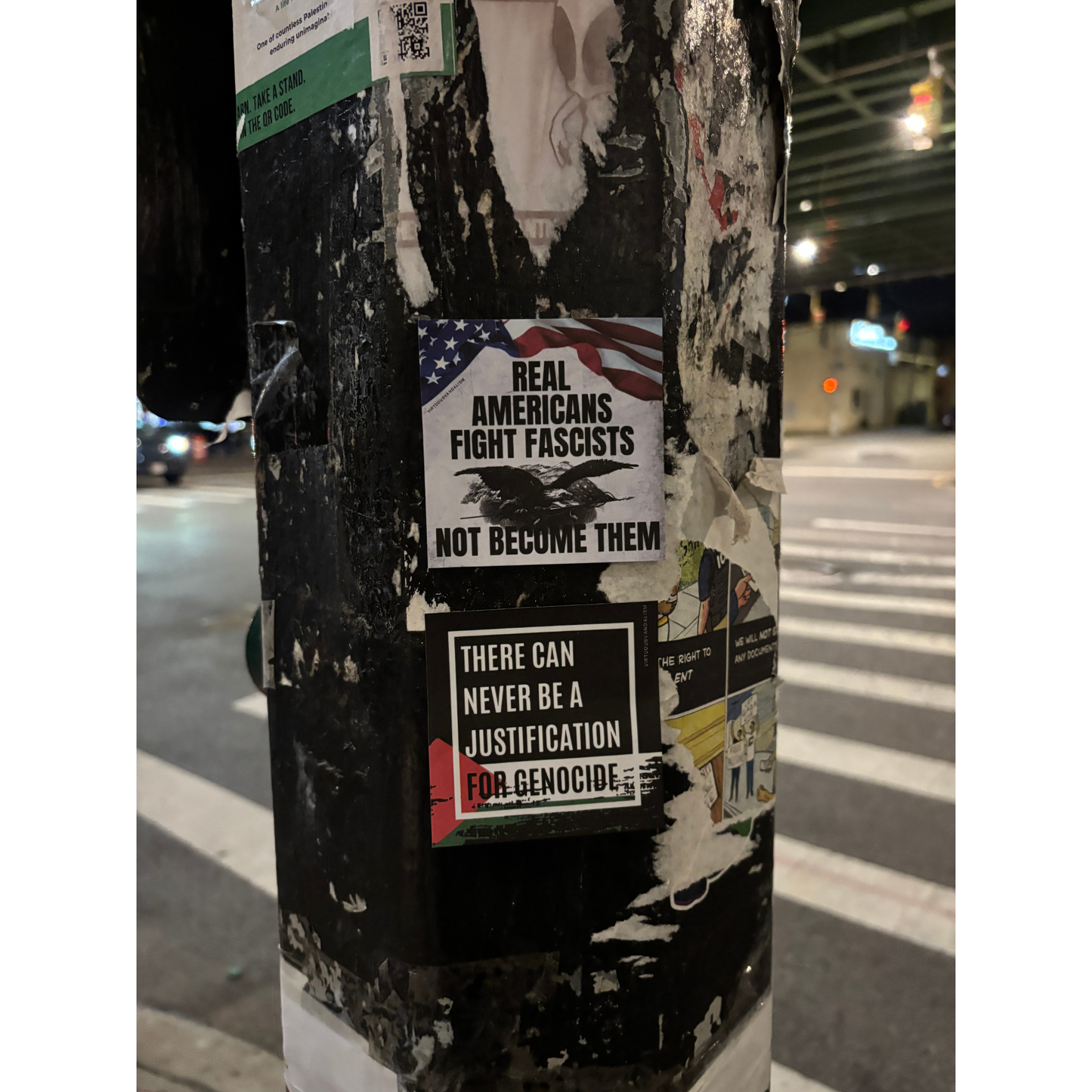 Virtuous Vandalism “There Can Never Be a Justification for Genocide” Sticky Notes 3" x 3" Pack of 50 | Combat and Cover Offensive Public Messages with Adhesive Protest Notes