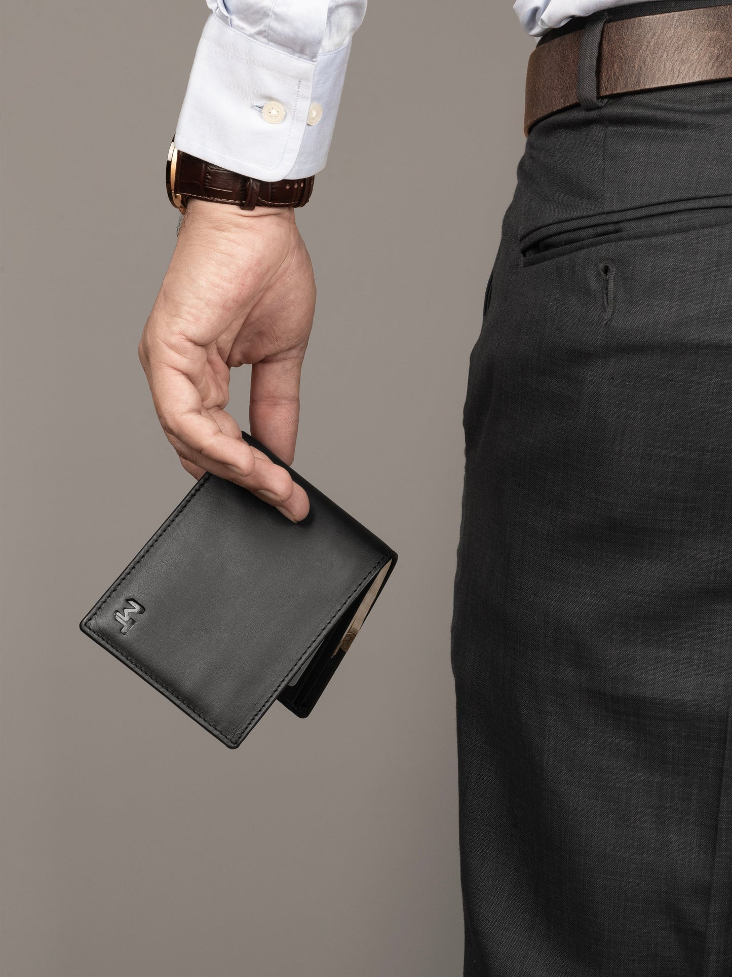 Wealth Ward Black Bi-folded Wallet