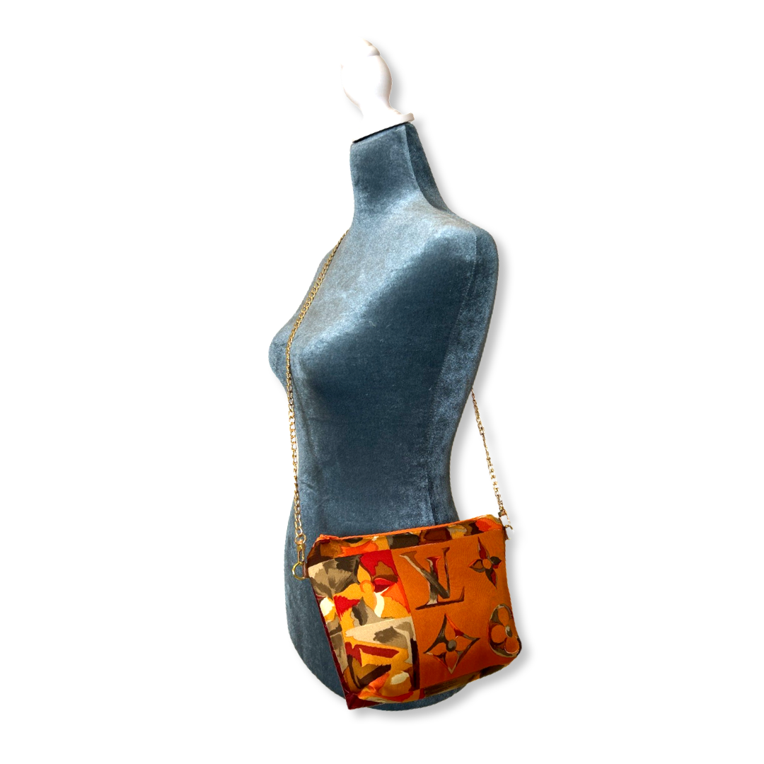 Au Fils du Temps Logo Vintage Silk Scarf Crossbody Bag