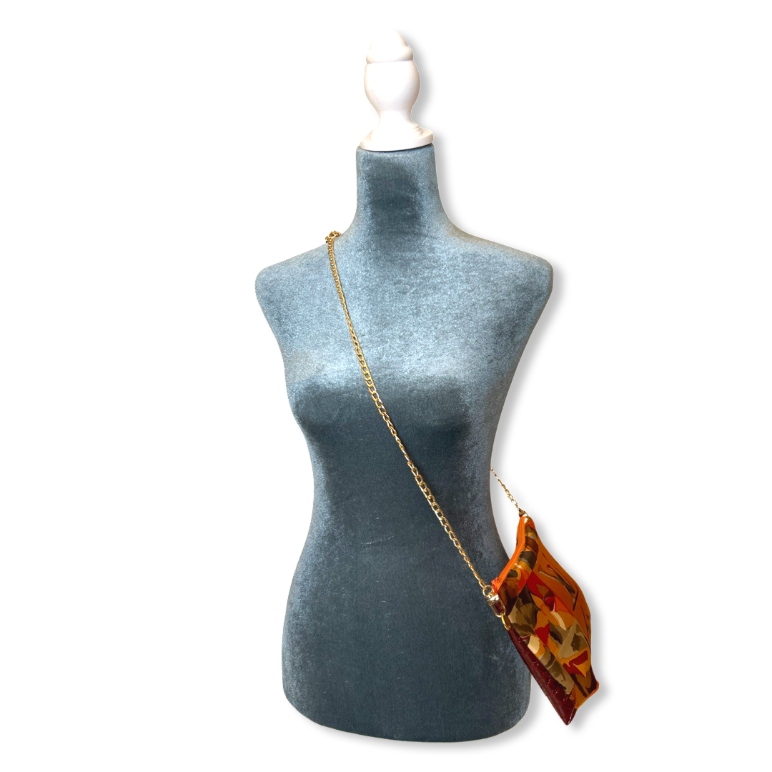 Au Fils du Temps Logo Vintage Silk Scarf Crossbody Bag