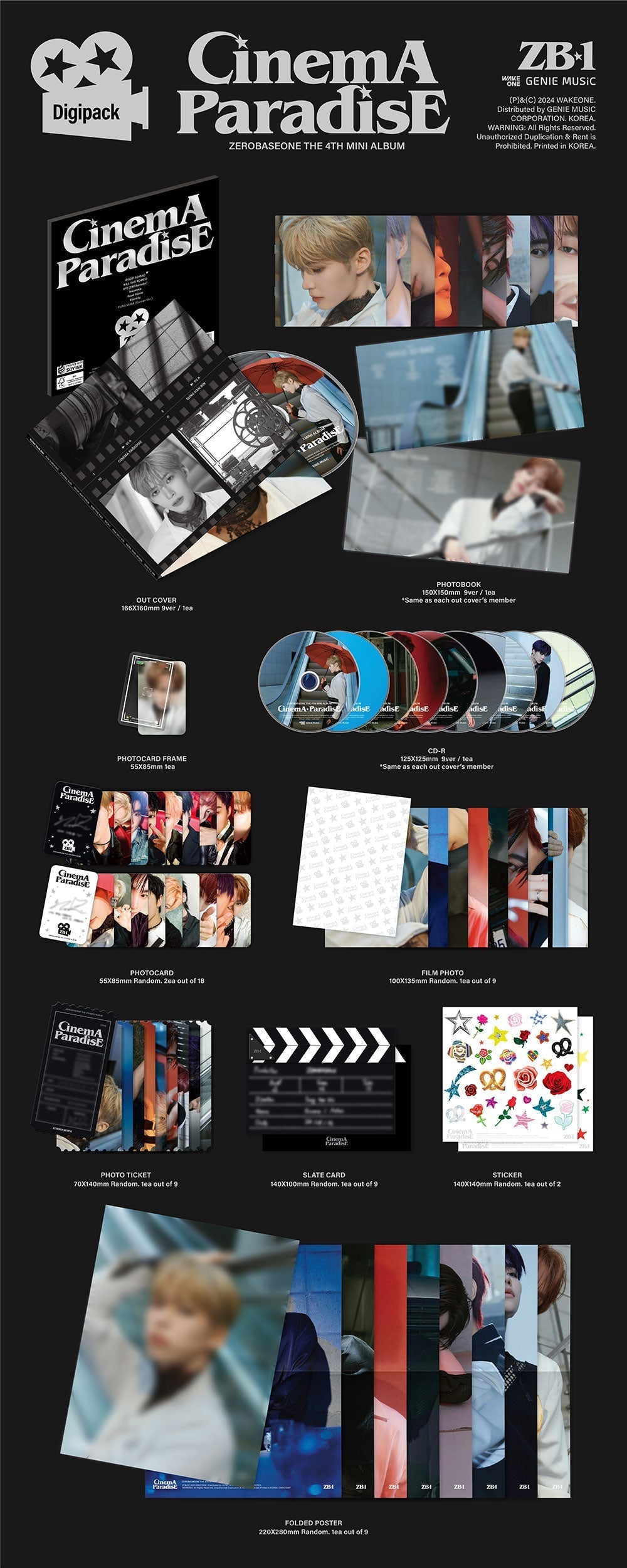 Zerobaseone The 4th Mini Album - Cinema Paradise (Digipack Ver Random)