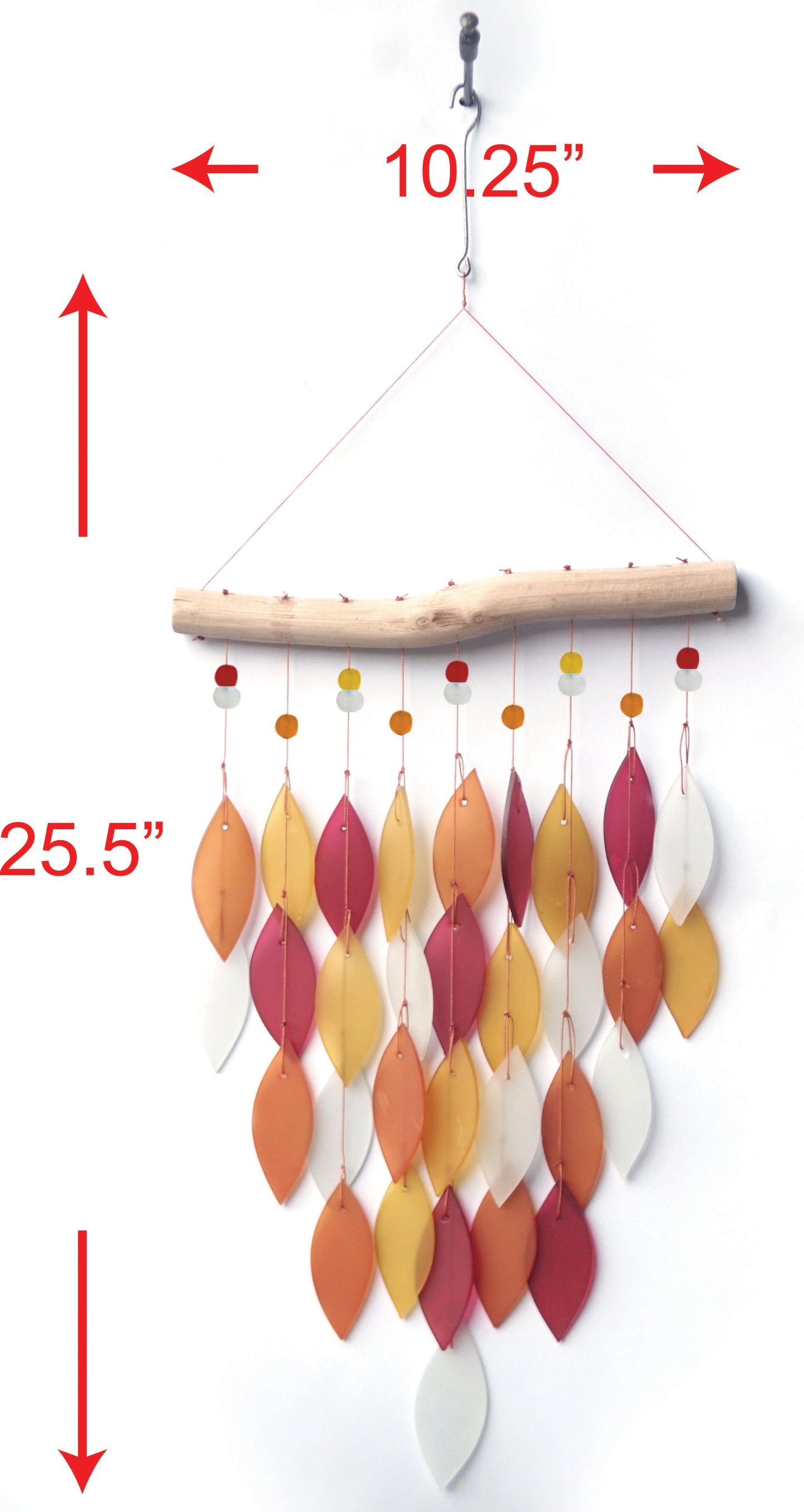 Diamond, Tequila Sunrise Sea Glass Wind Chime