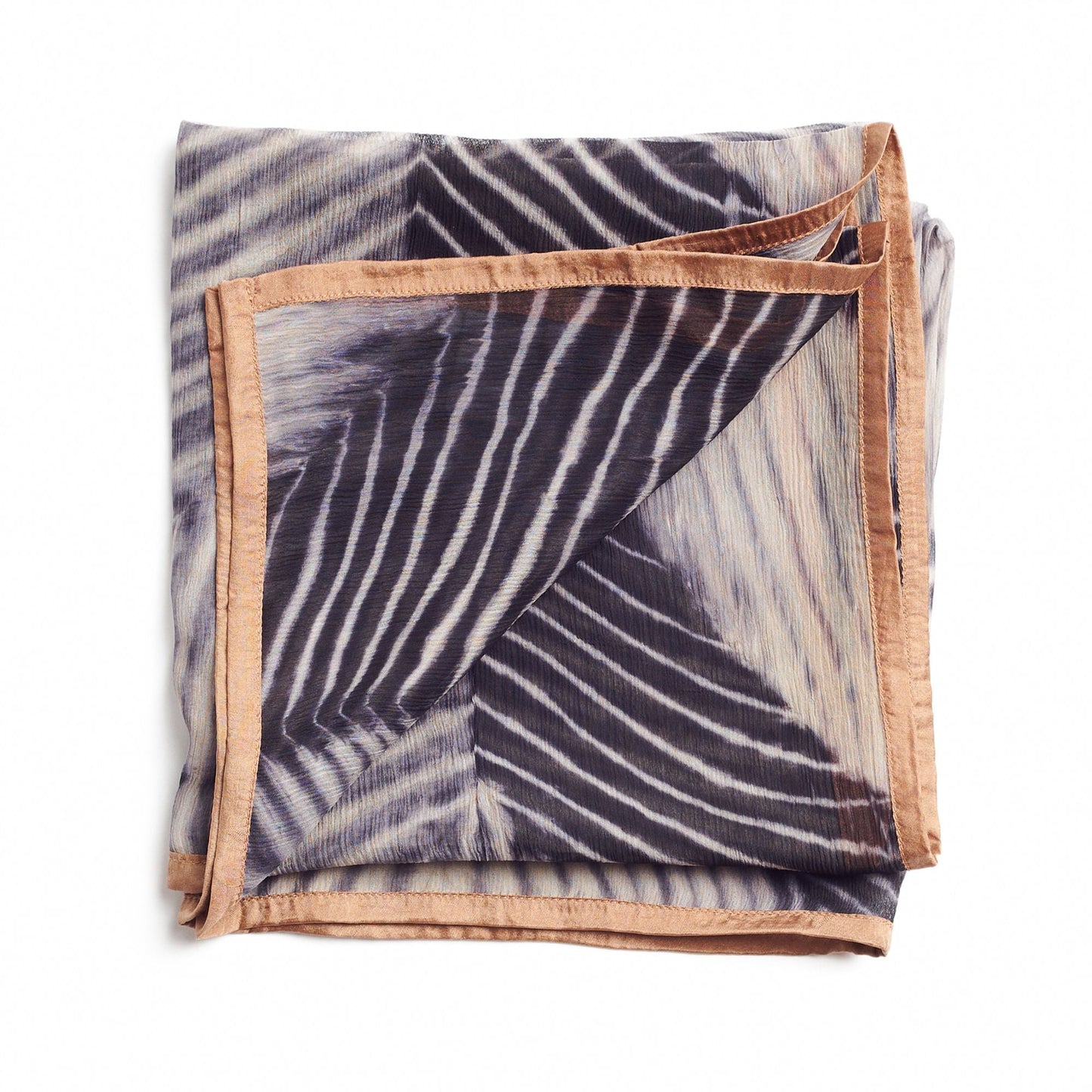 Samu Black Hand Crafted Shibori Print Silk Chiffon Sqaure Scarf