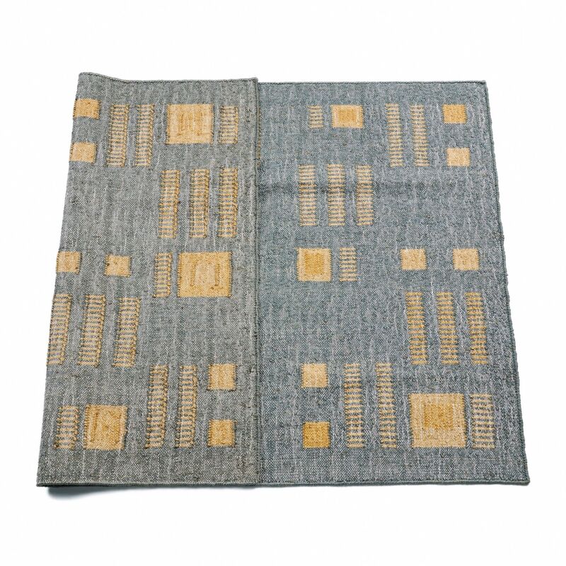 Ash Rug Geometric Pattern Handwoven in Jute