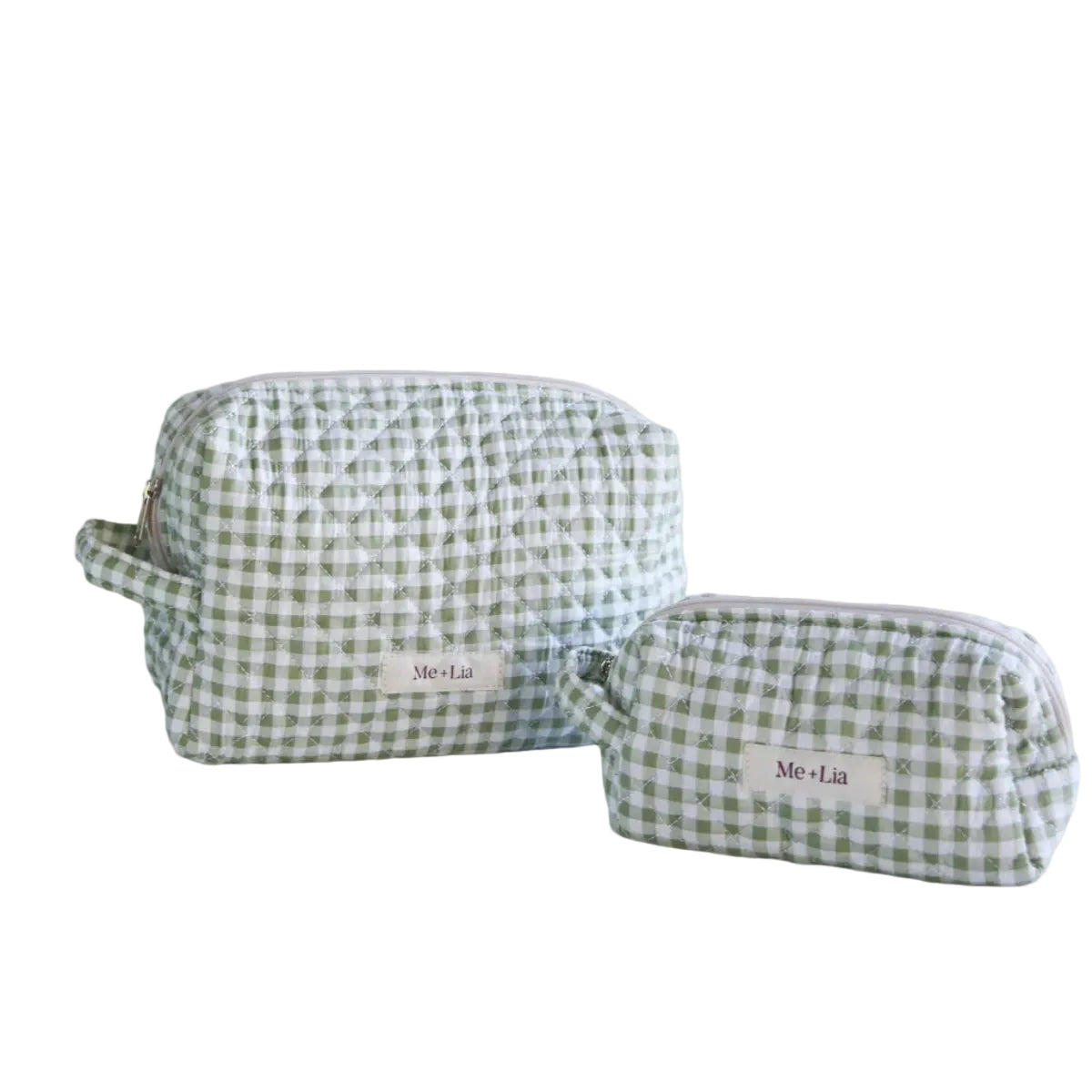 Gingham Matcha Make-up Pouch - Small