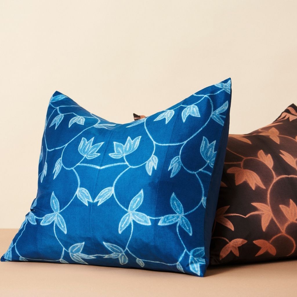Folio Indigo Handcrafted Shibori Mulberry Silk Pillow