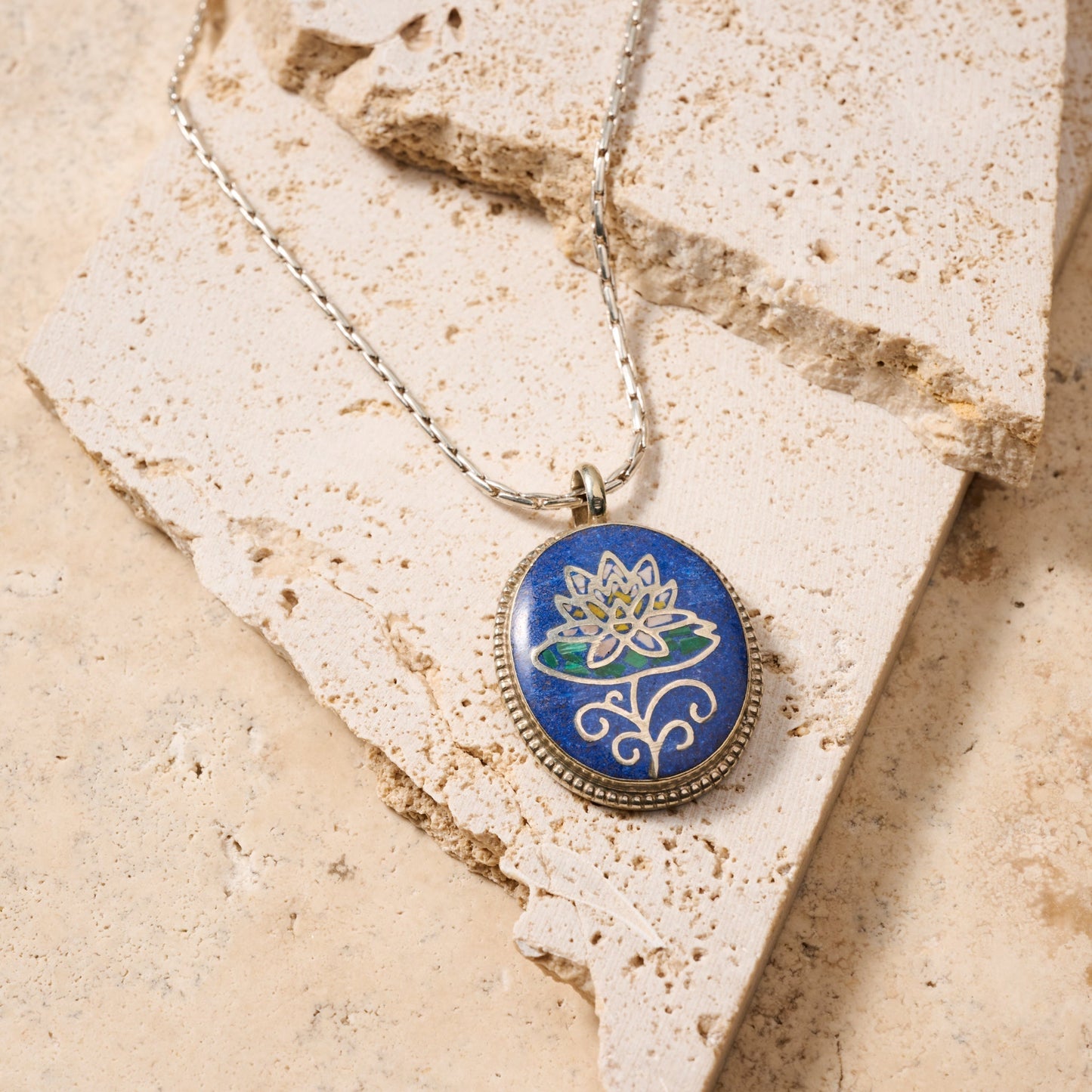 Lotus Mosaic Pendant Necklace