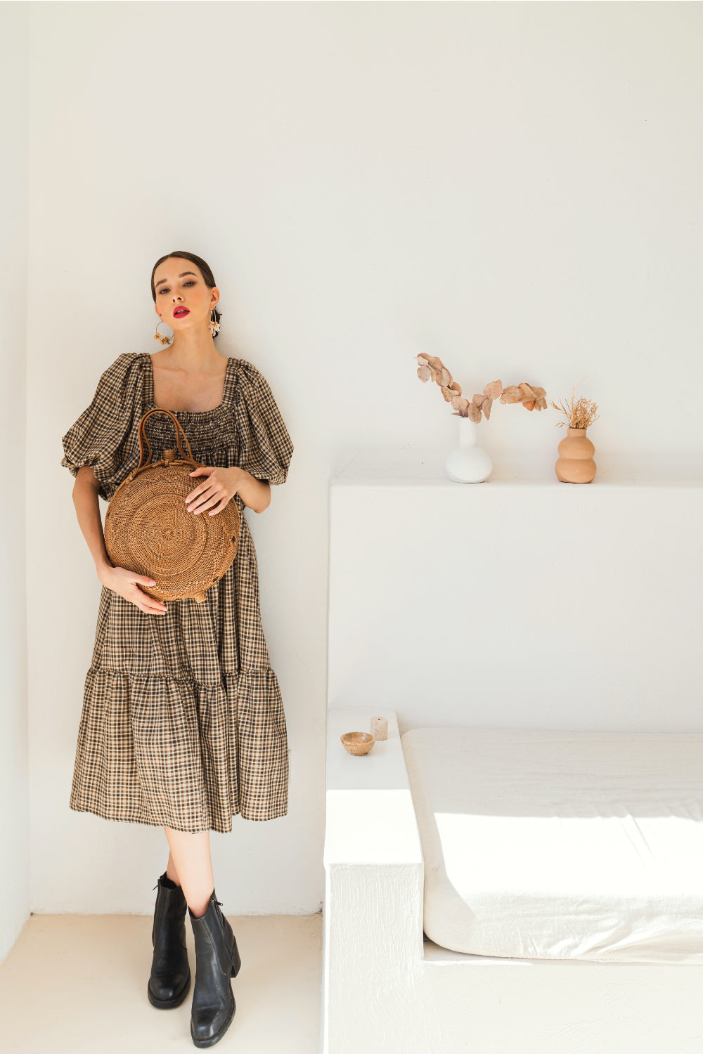 Carol Oversized Sleeves Midi Dress - Osadia Concept Store
