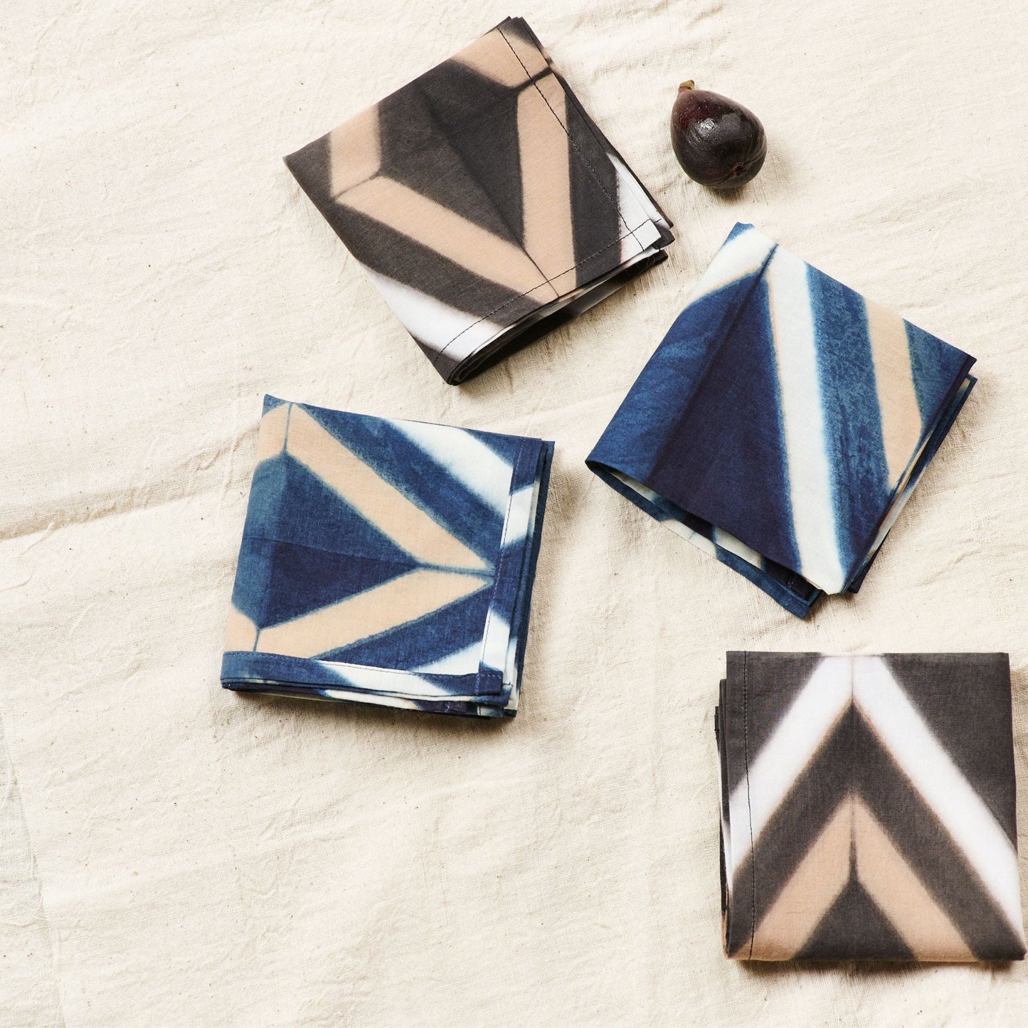 Tisa Indigo Hand Crafted Shibori Print Cotton Table Napkin ( set of 4 )
