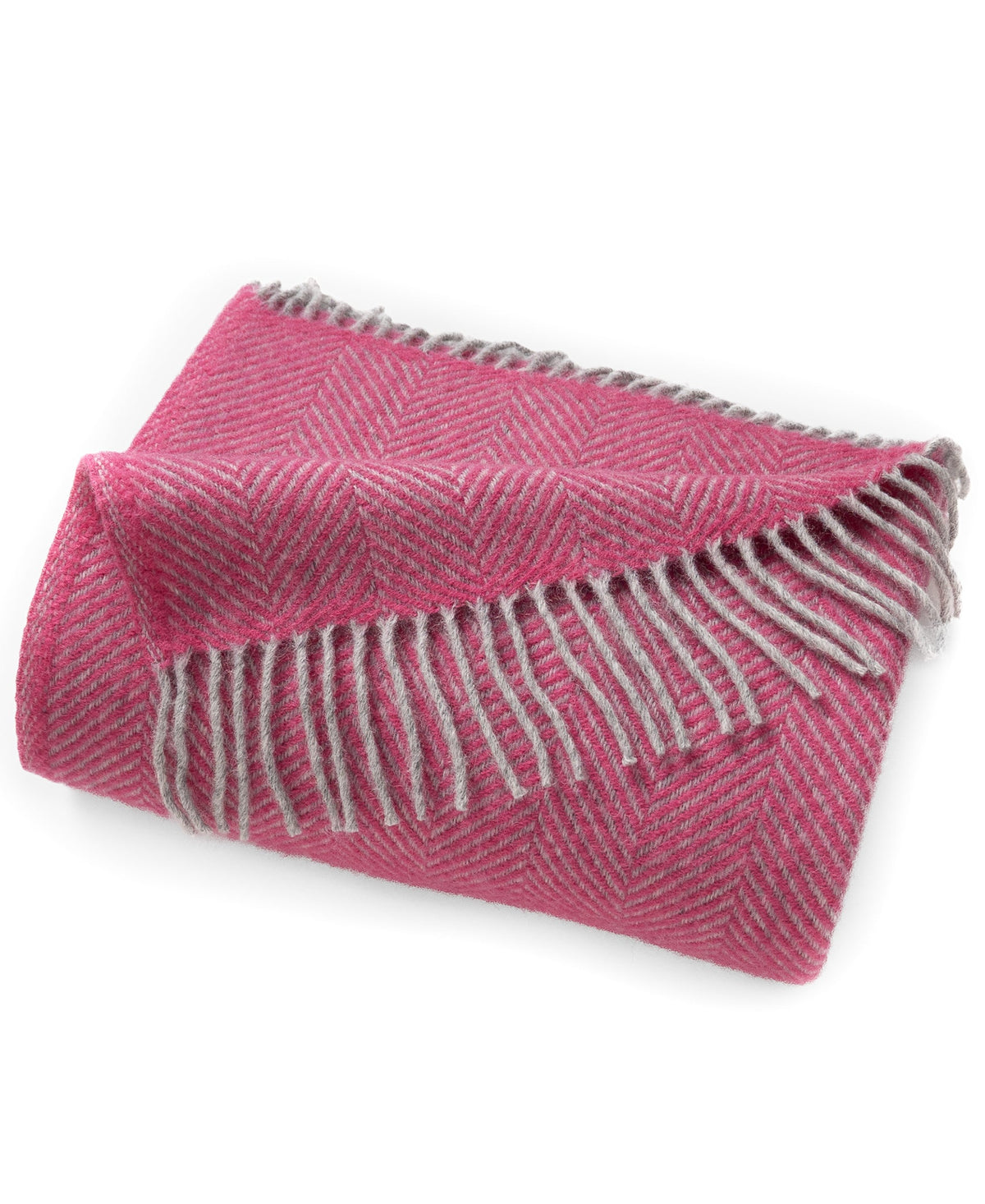 Highland Tweeds Herringbone Pure New Wool Throw - Magenta Pink