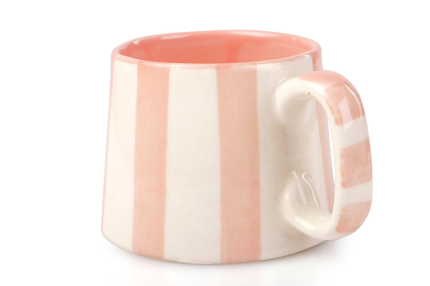 Ceramic Pink Stripe Coffee cup- 220ml - 3.5 x 2.5 Inches (Set of 4)