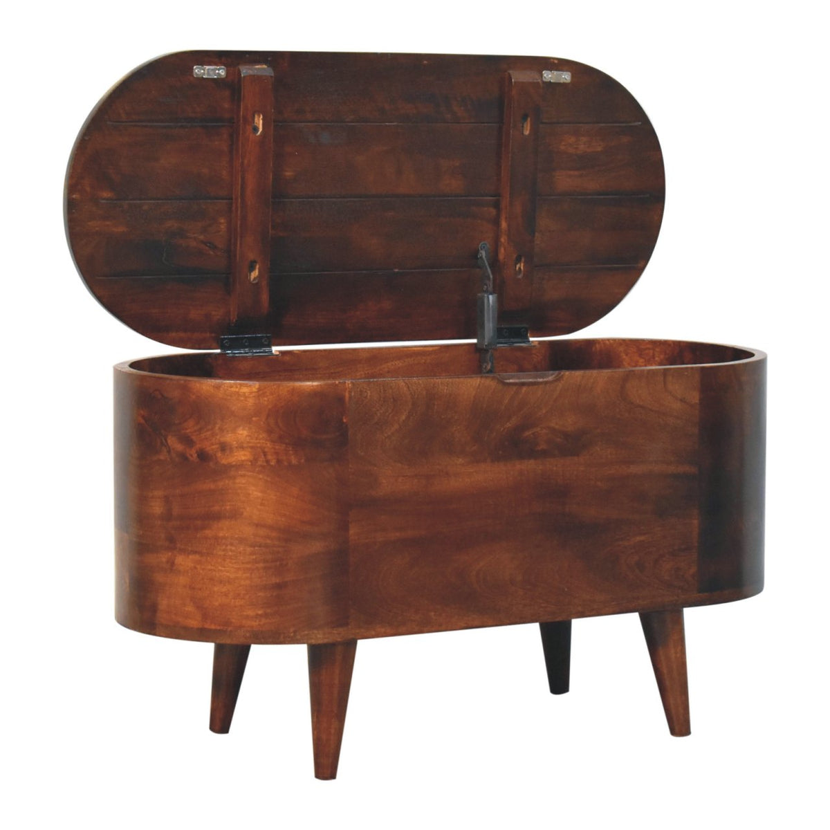 Solid Wood California Walnut Rounded Lid-Up Blanket Box