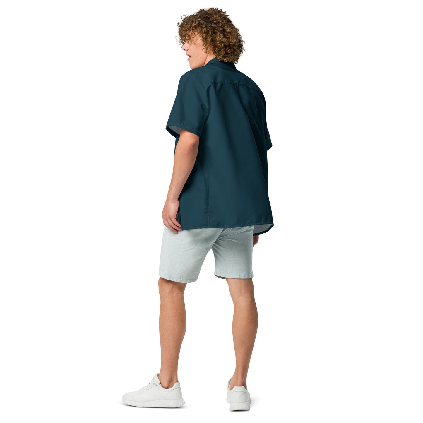 Labelless Dark Seas Blue Button Down Camp Shirt