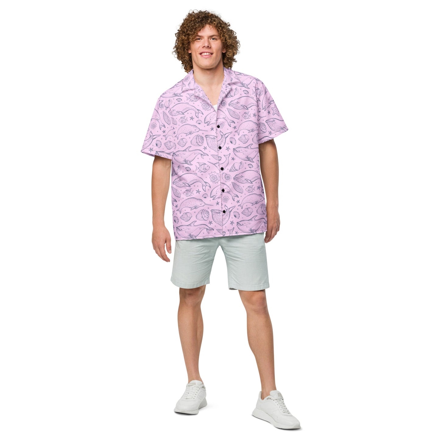 Pink Whale Pod Pattern Hawaiian Shirt – IslandLux Vacation Collection