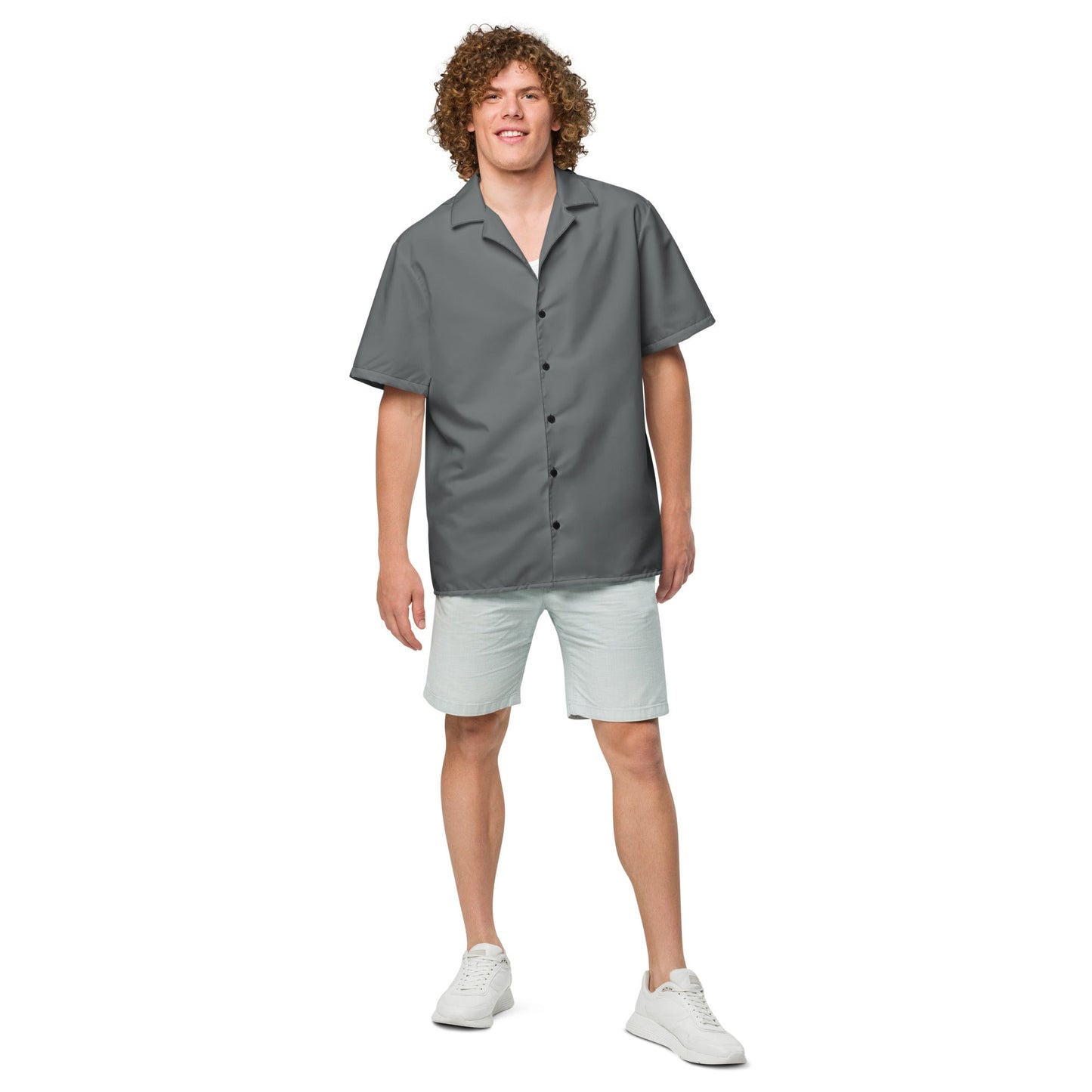 Labelless Shadow Grey Button Down Camp Shirt