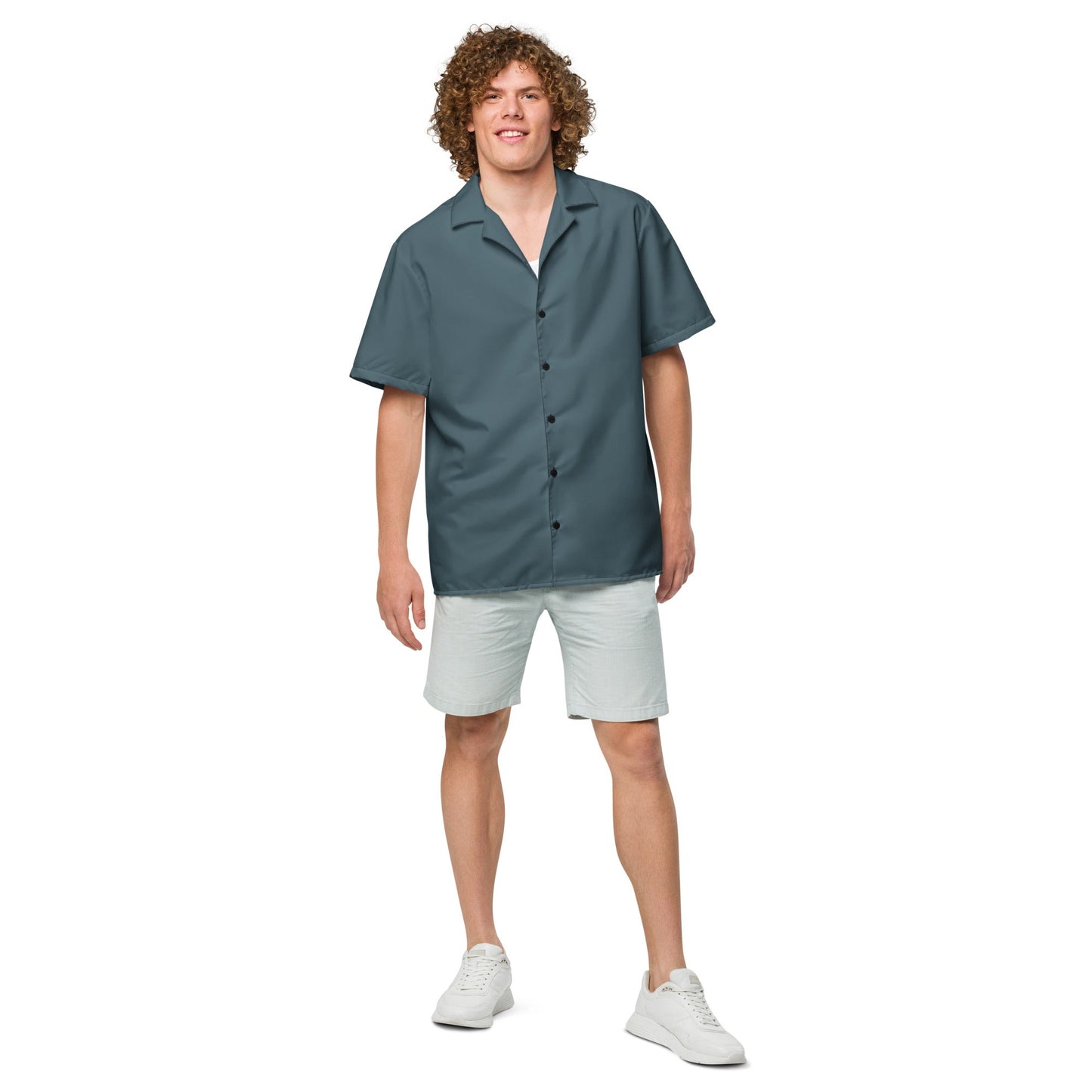 Labelless Stormy Squall Blue Button Down Camp Shirt
