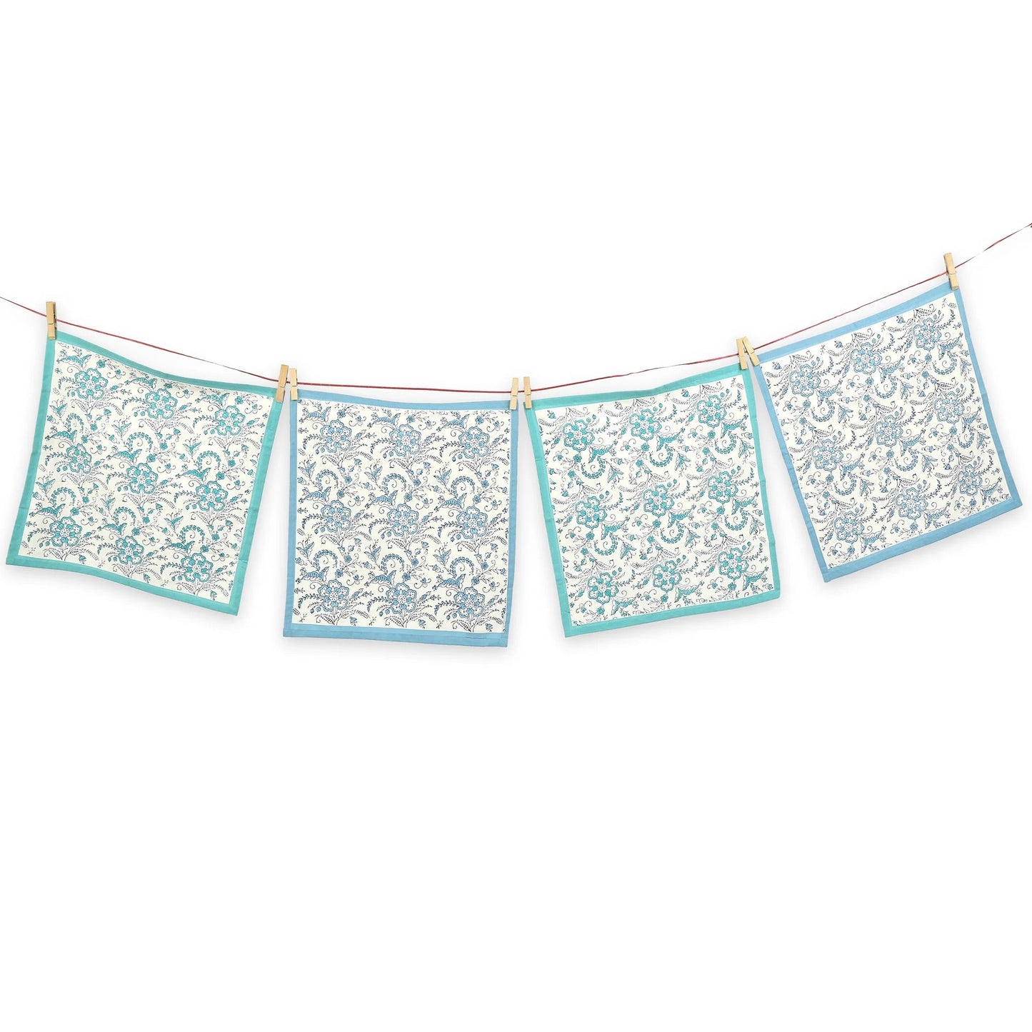 STREAMLINE 18"x18" Hand Block Printed Napkins - Set of 4. Cotton - Fair Trade - Artisan Made