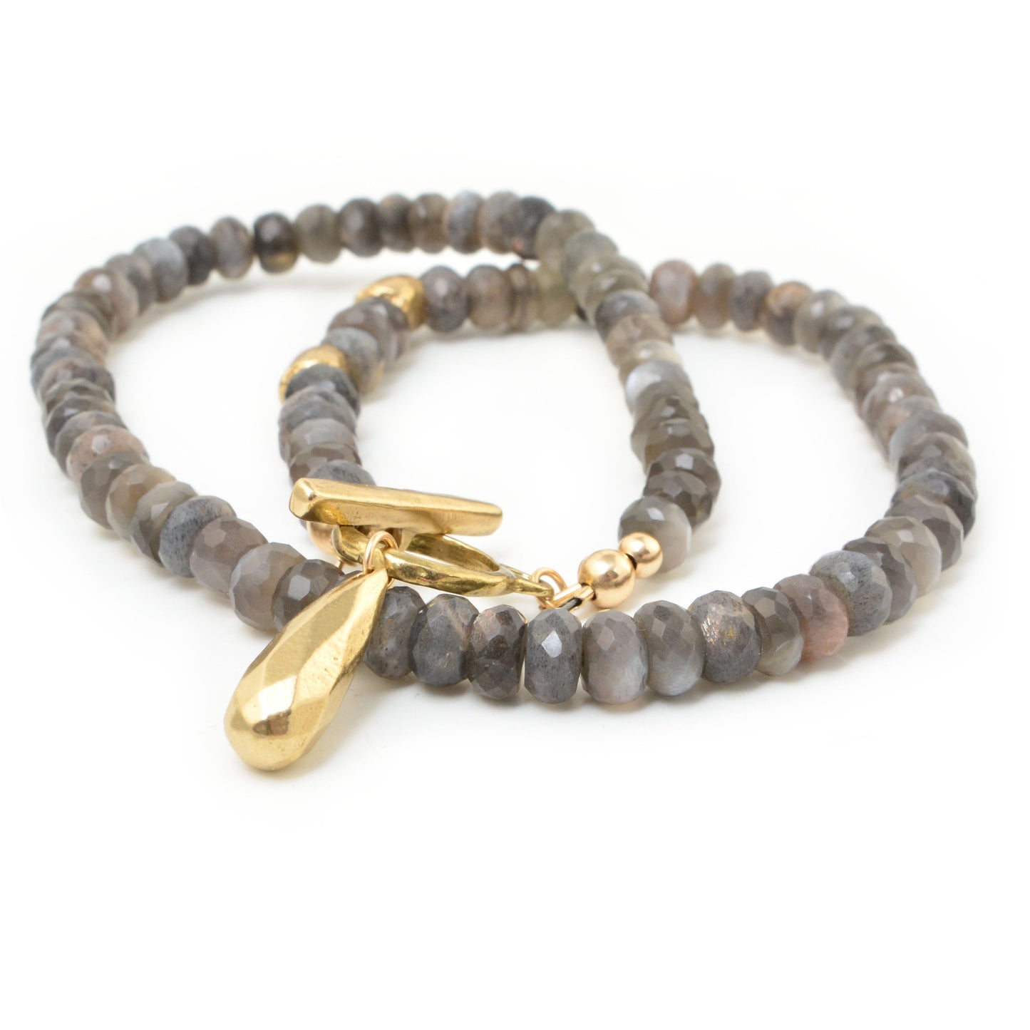 Golden Teardrop Moonstone Necklace