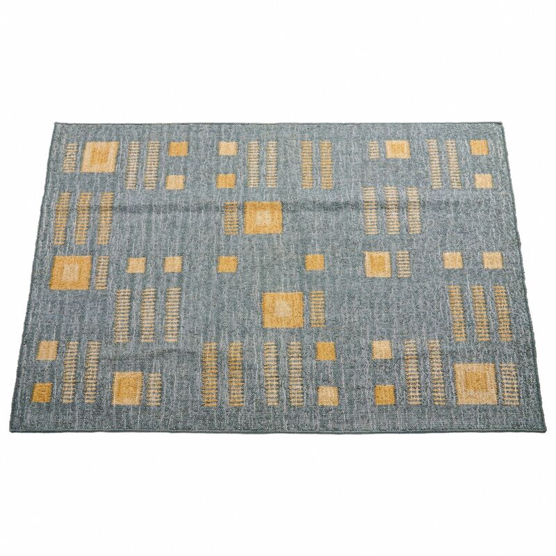 Ash Rug Geometric Pattern Handwoven in Jute