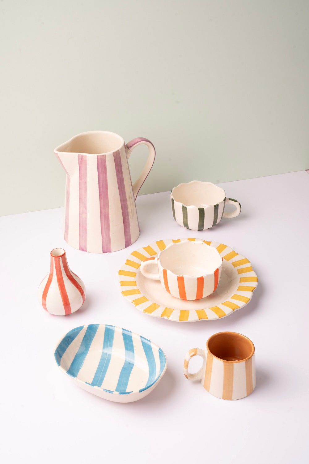 Ceramic Stripe Pitcher - Purple