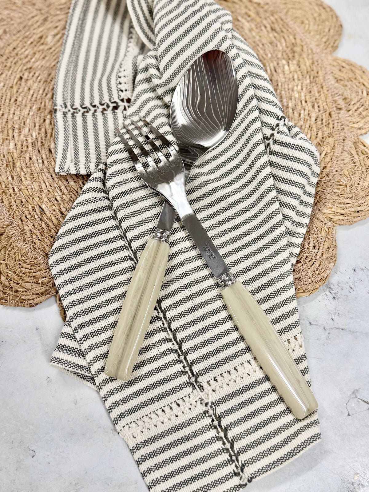 Hand-stitched Napkin, Striped S/2