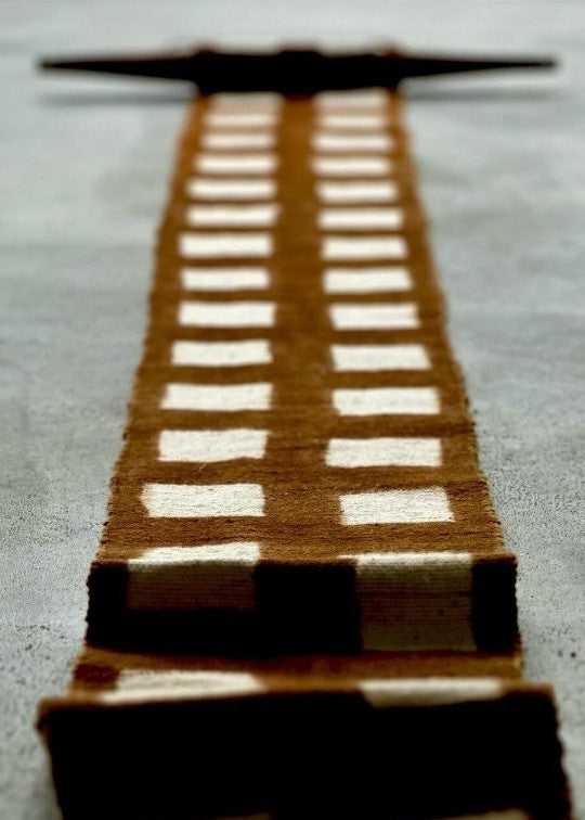 Process Bogolan Wall Totem in Brown with White Squares
