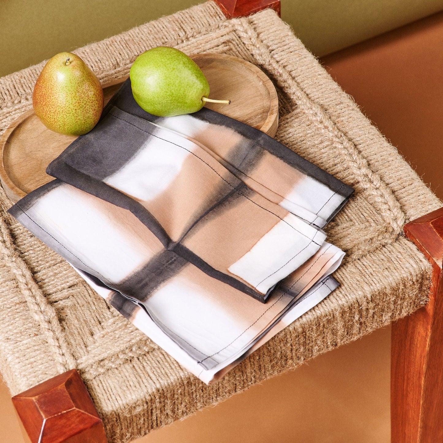 Chowk Black Hand Clamp Dyed Artisanal Cotton Table Napkin ( set of 4 )