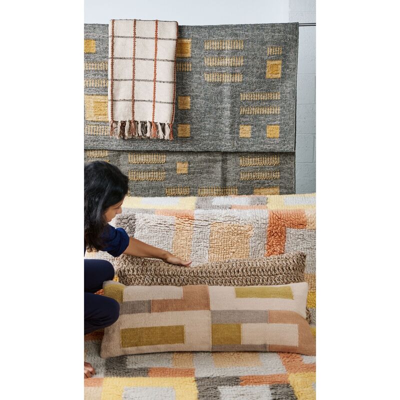 Ash Rug Geometric Pattern Handwoven in Jute