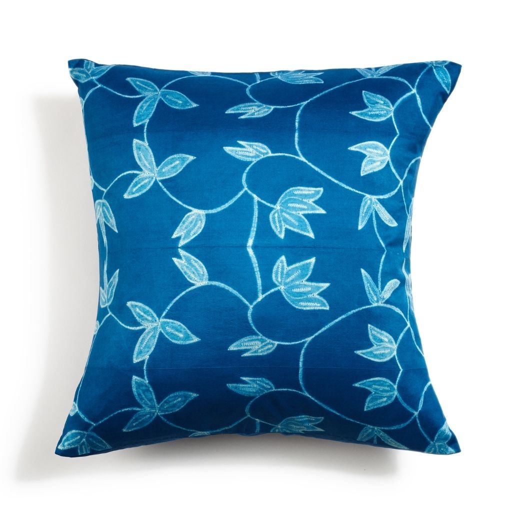 Folio Indigo Handcrafted Shibori Mulberry Silk Pillow