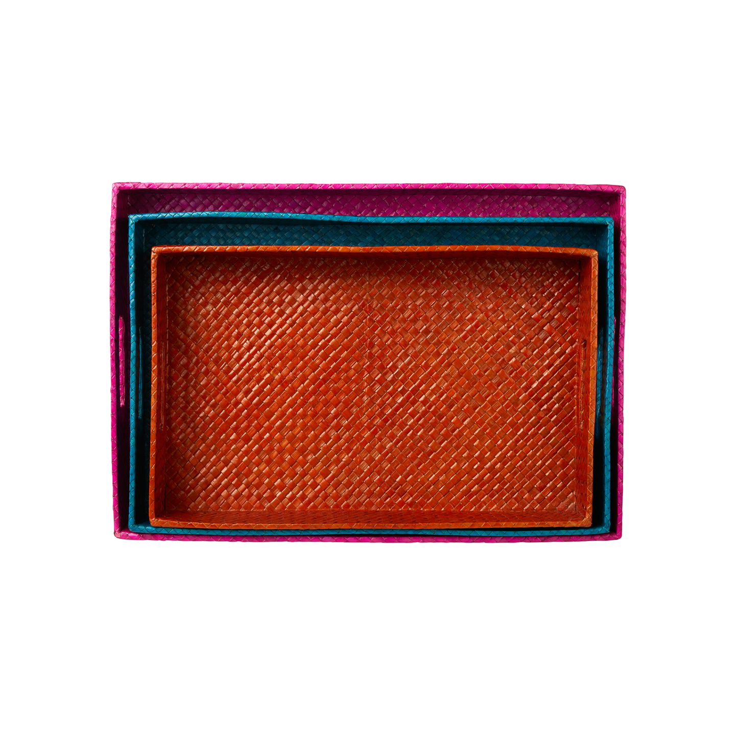 Multi Color Woven Decorative Trays - Set of 3