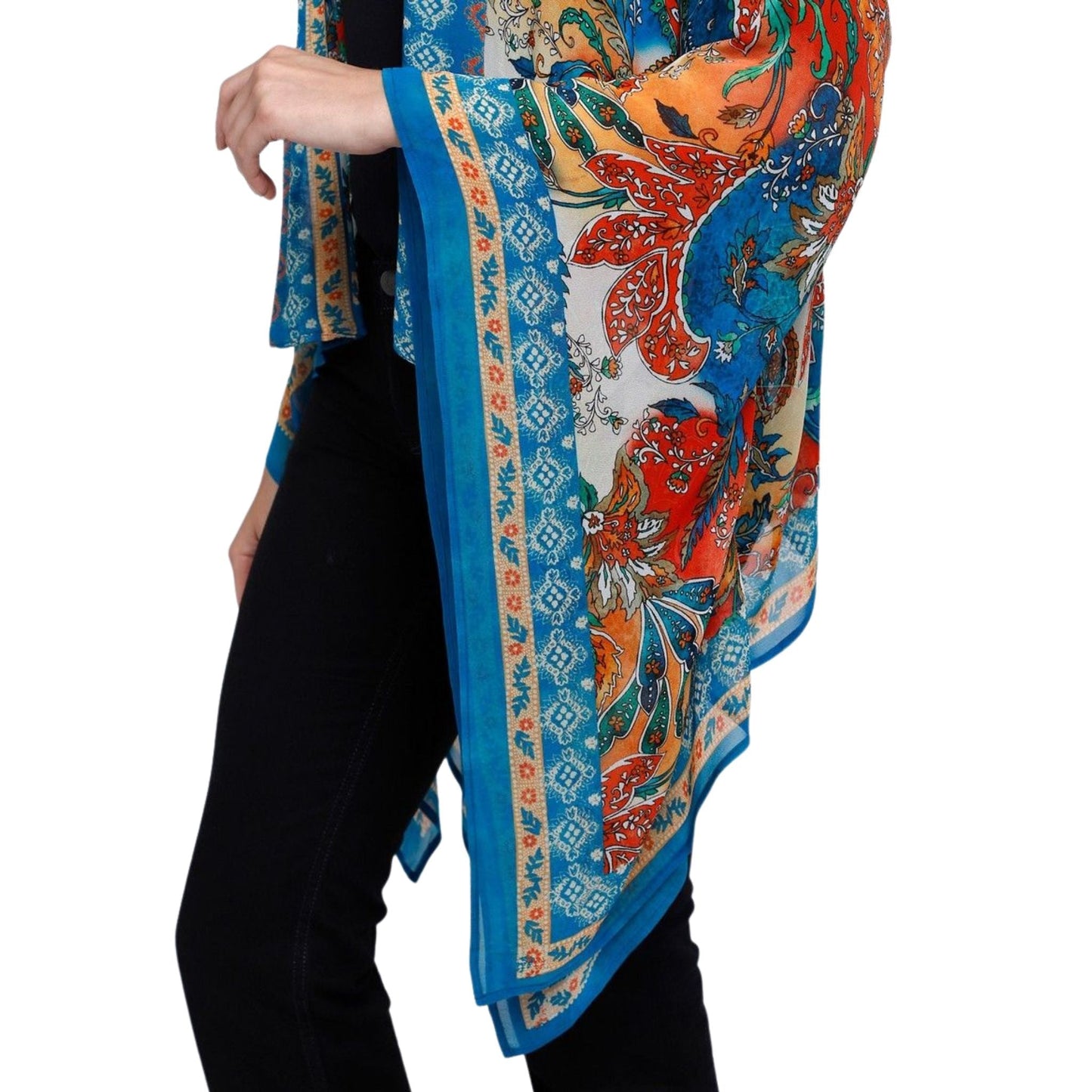 Desert Bloom Kimono Cardigan - Blue Red