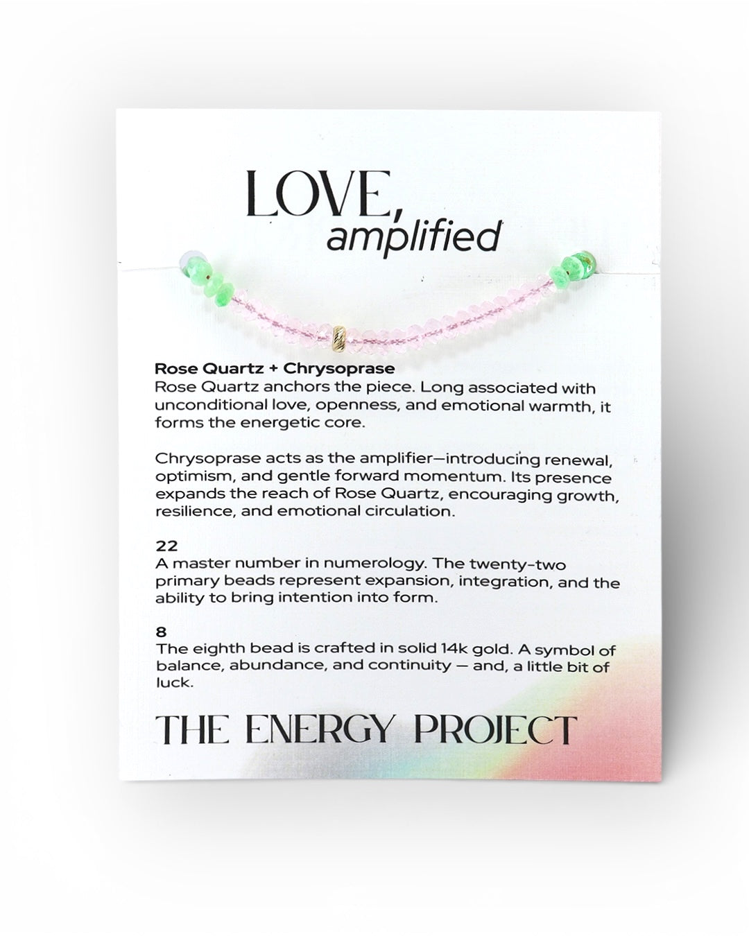 The Energy Project - Love, Amplified Bracelet - Rose Quartz, Chrysoprase, 14k Gold