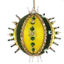 Beaded & Sequined Pushpin Ornament- YELLOW