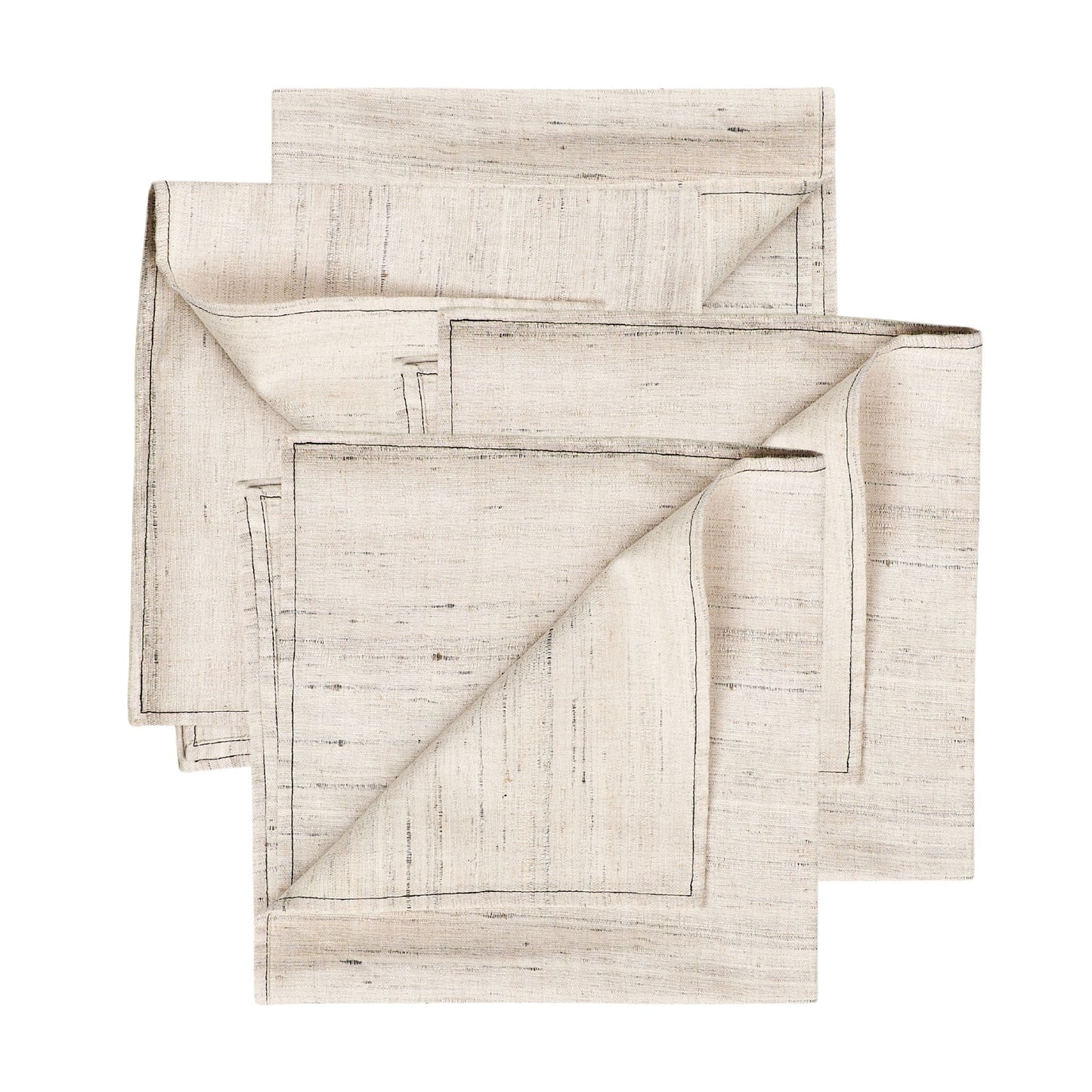 Kora Off White Peace Silk Handloom Napkin ( set of 4 )