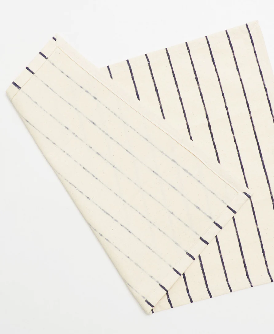 Block Print Placemat Set | Navy Stripe