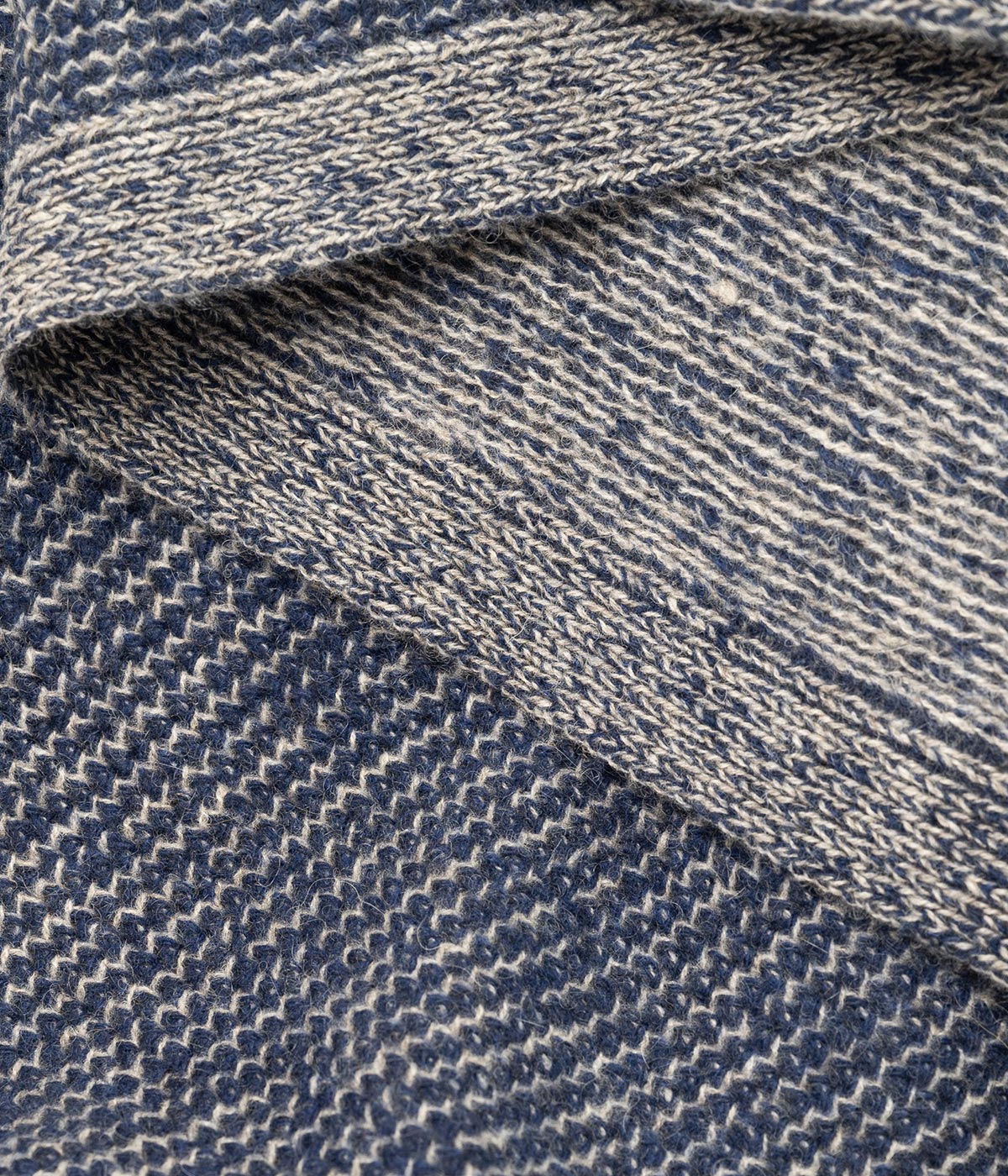 Cobalt and Platinum Yak Down Beehive Knit Throw