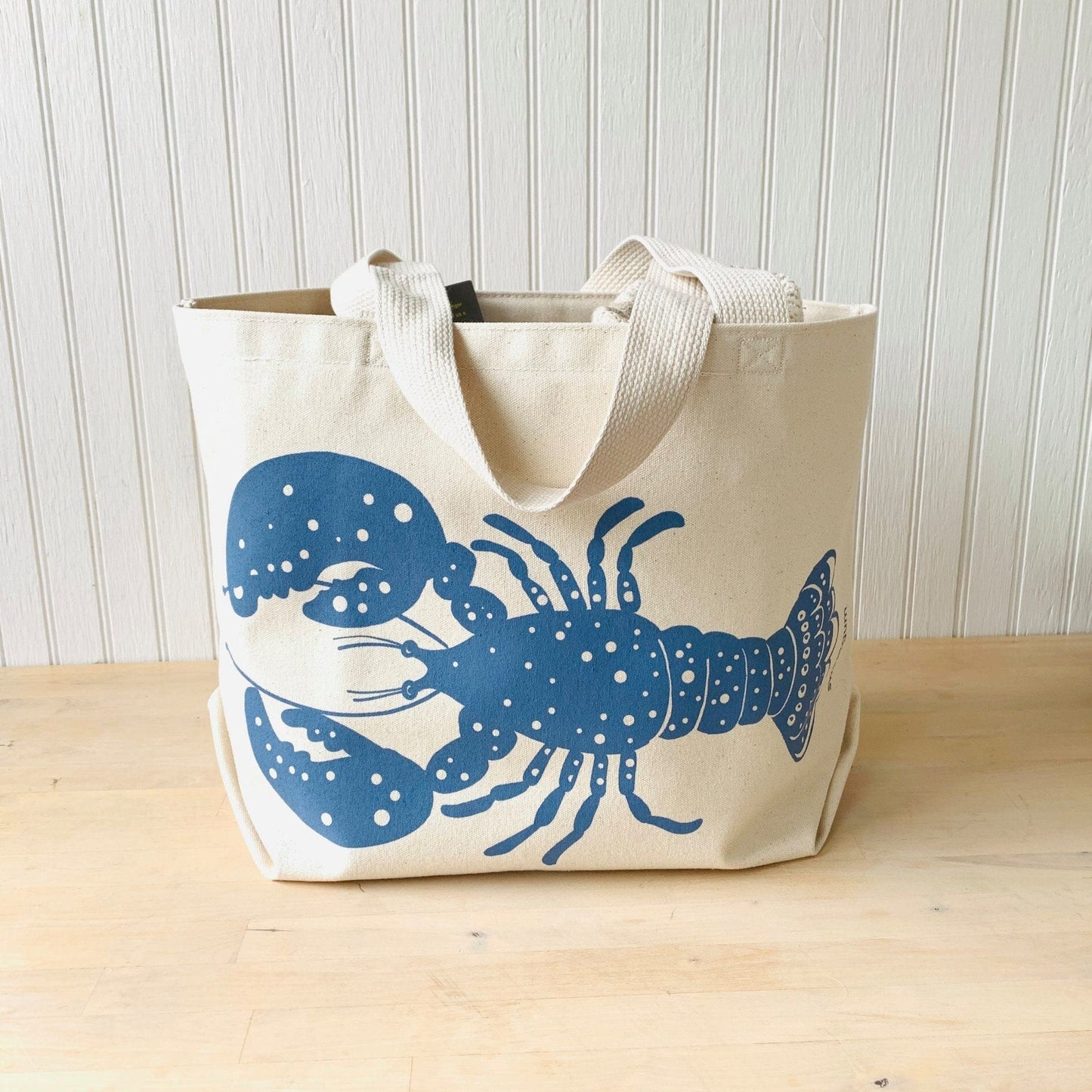 Blue Lobster Large Canvas Tote Bag