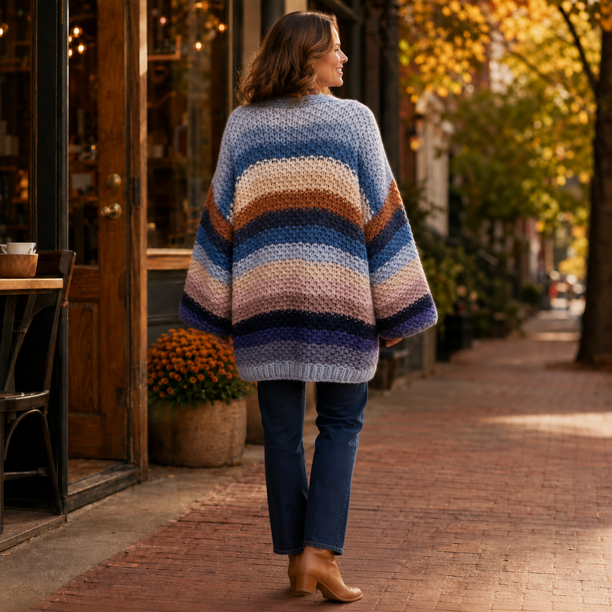 Slate Blue Hand-Crochet Open Cardigan