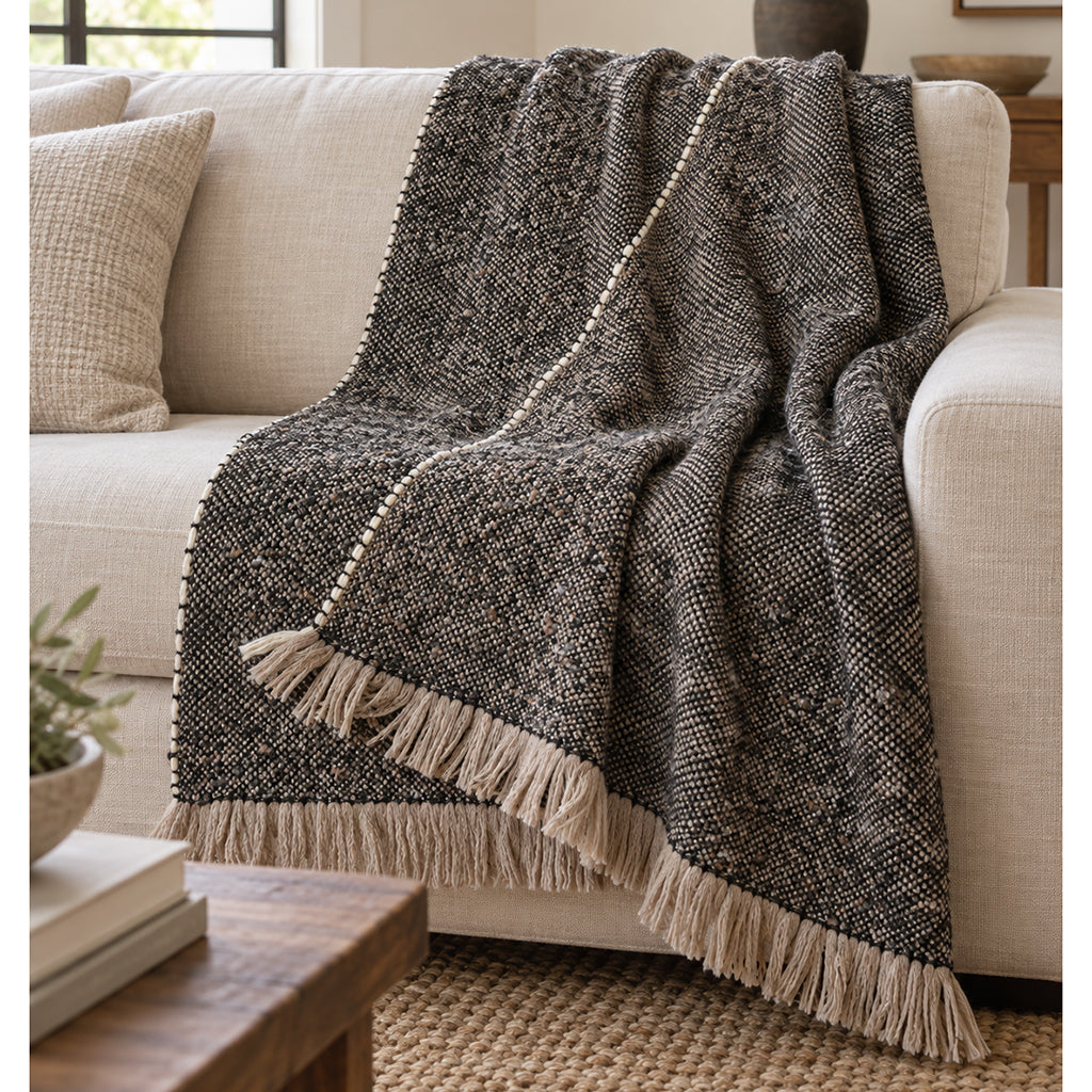 Chunky Chocolate Weave Alpaca Throw