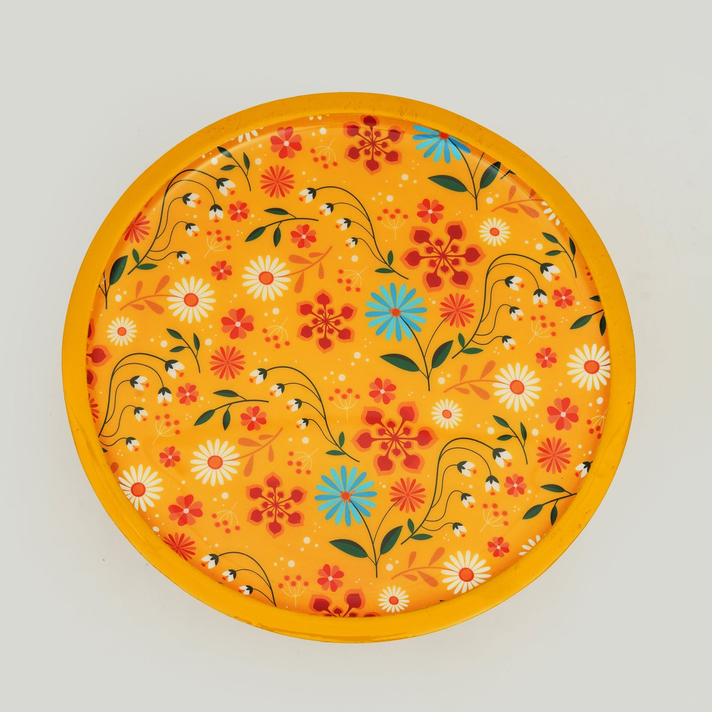 Sunburst Bloom Inlay Yellow Cake Stand