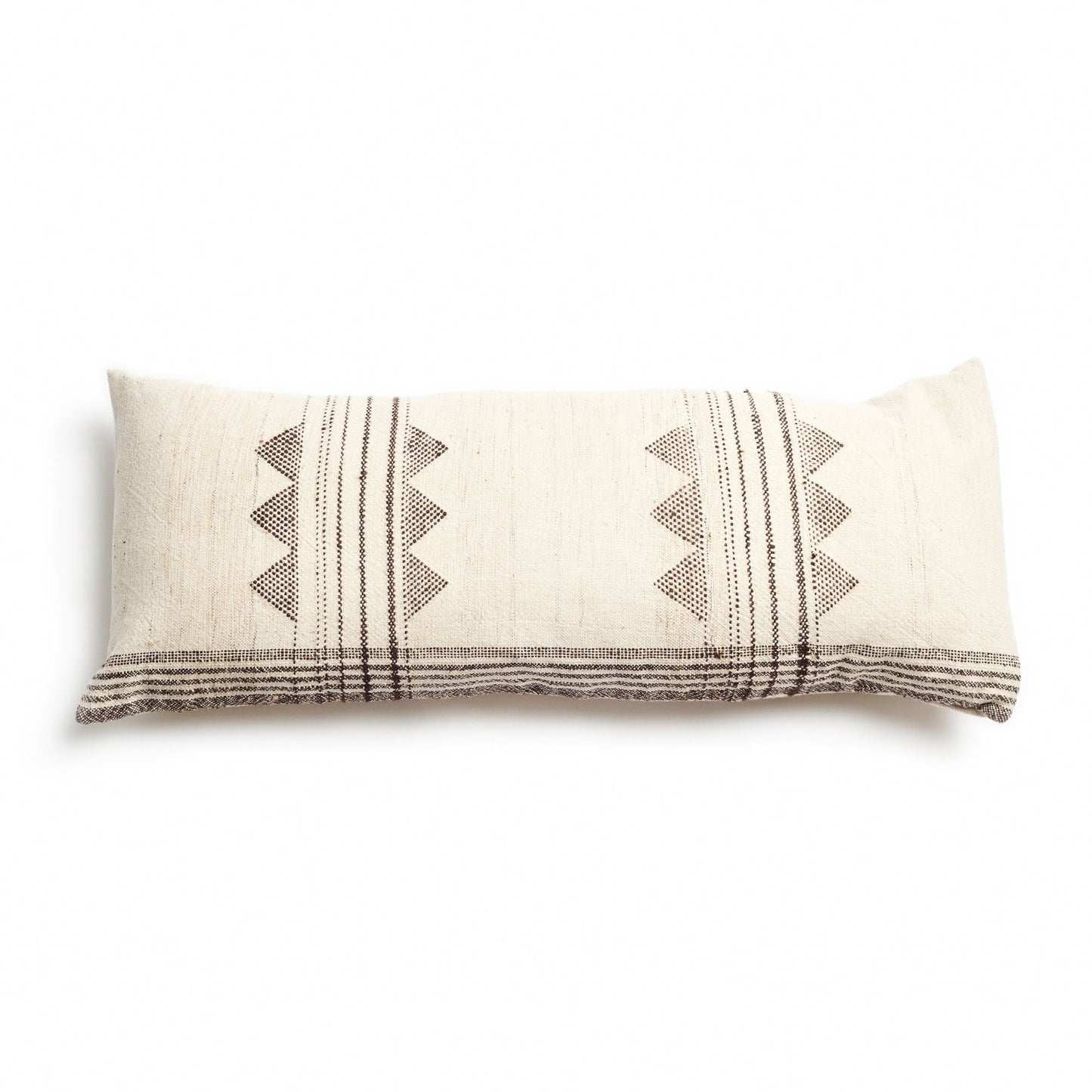 Kora White And Black Handloom Small Lumbar Pillow