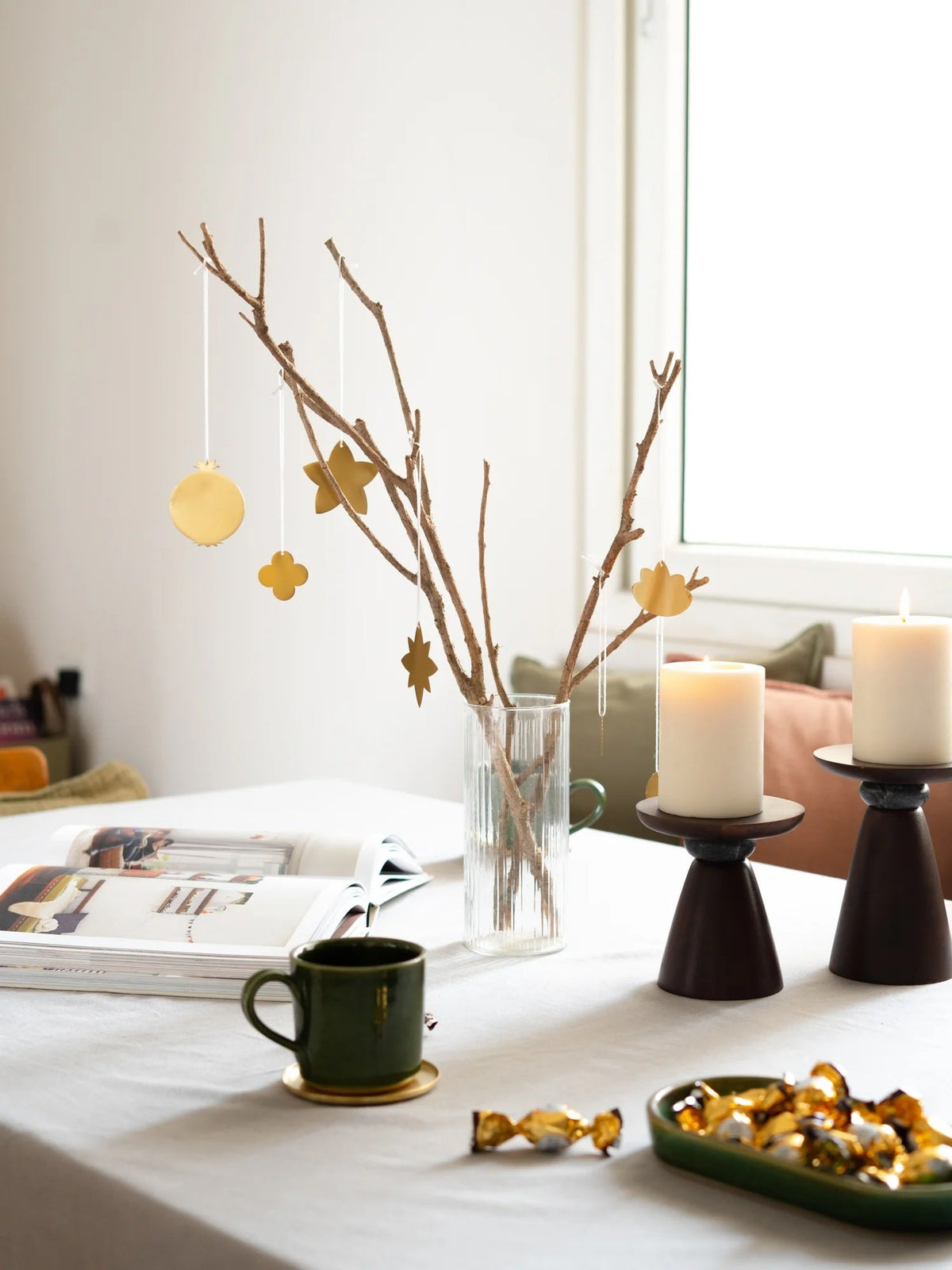 Foliage Brass Ornaments, Set of 7