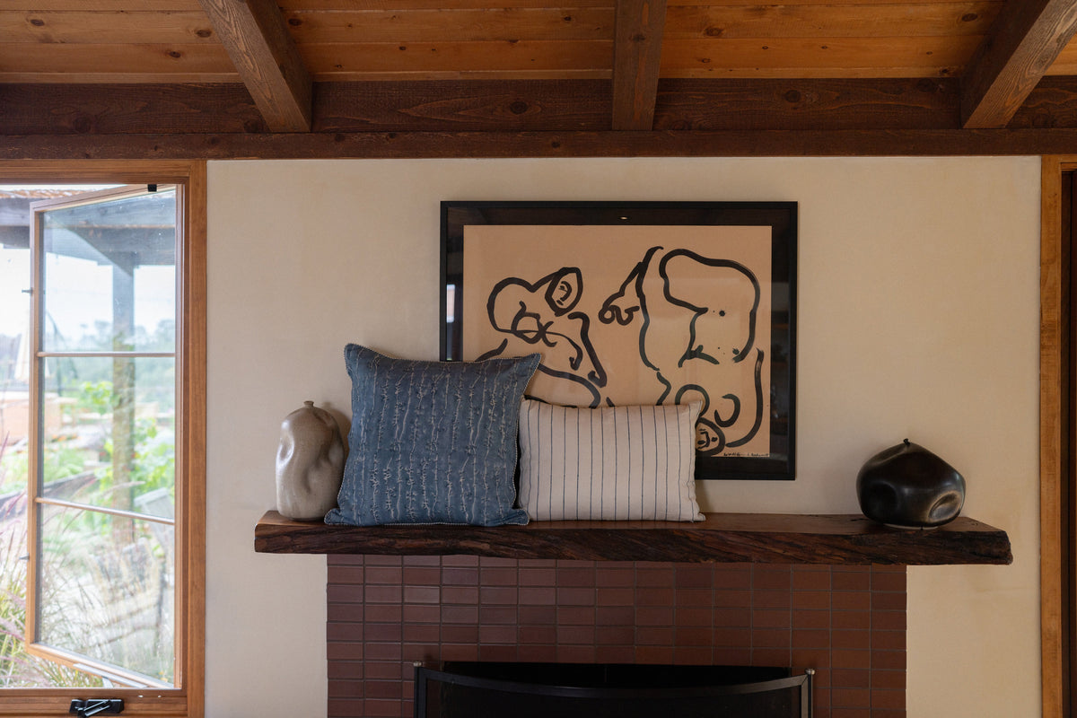 Soft Horizon - Hand Block Printed Cushion Cover