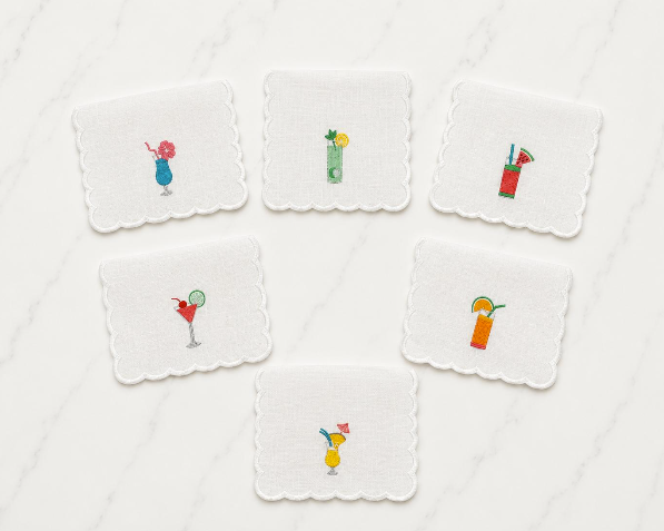 Happy Hour Cocktail Napkins (Set of 6) with Acrylic Gift Box