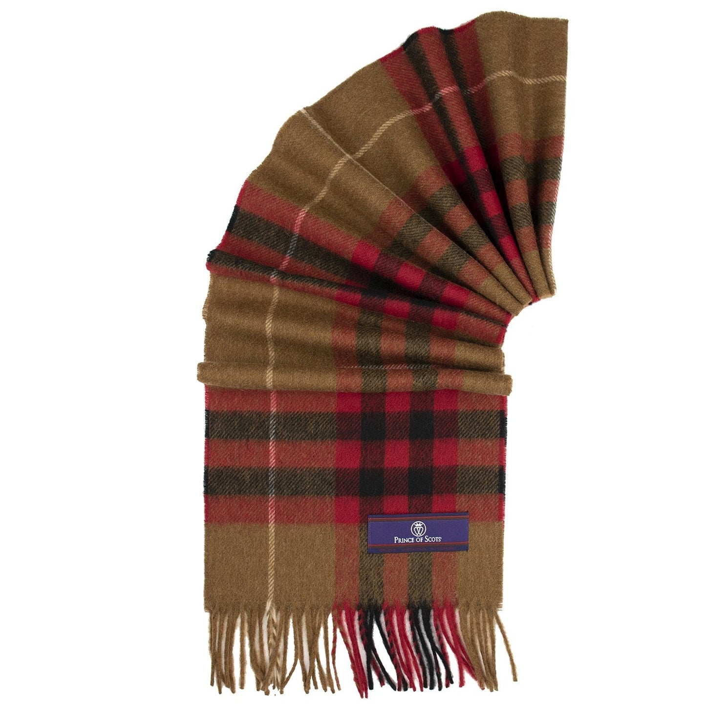 Prince of Scots Heritage Plaid Fringed Merino Wool Scarf (Cambridge Camel) - Osadia Concept Store