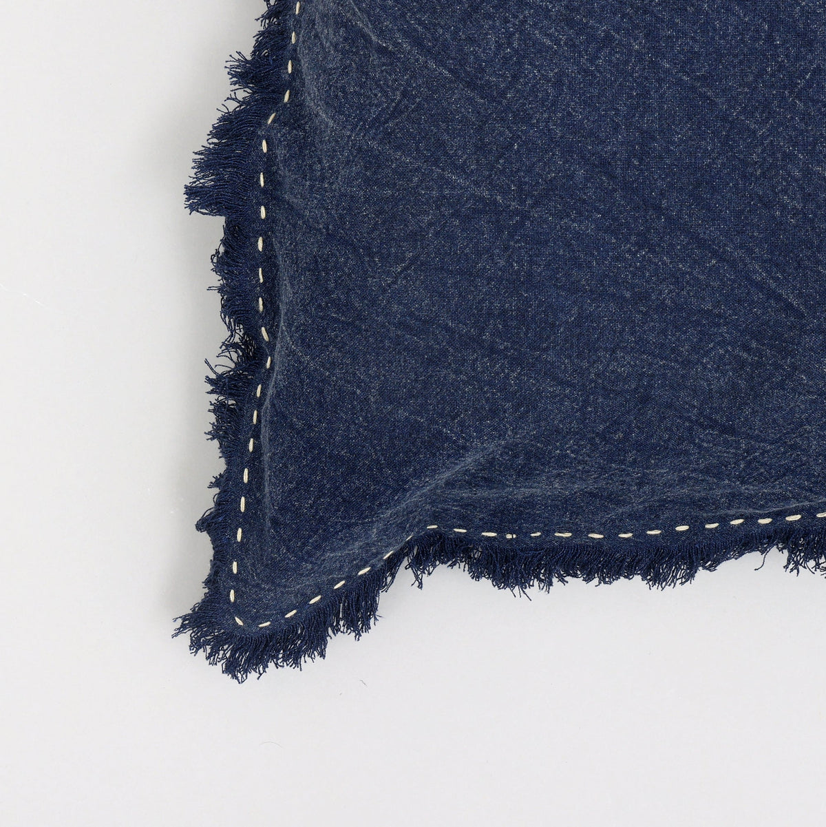 Stonewashed Linen Pillow with Hand Worked Edges