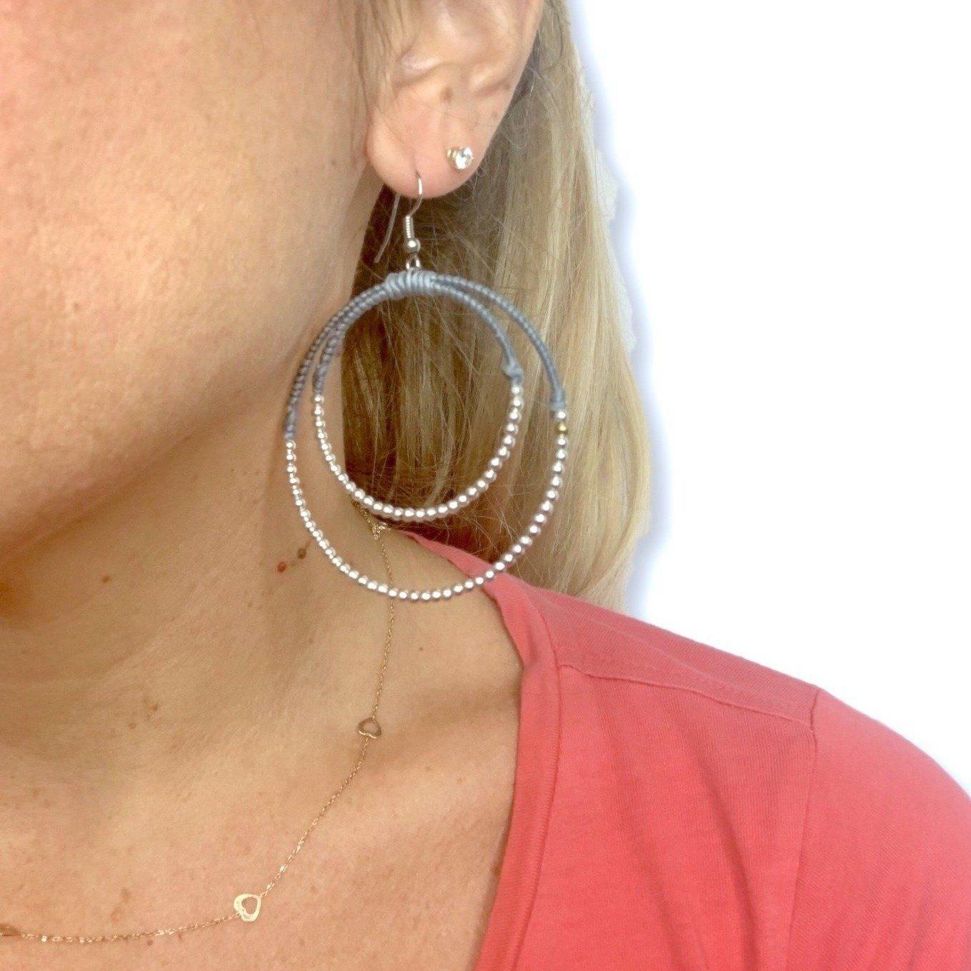 Cherish Brass Bead Hoop Earrings - Thailand