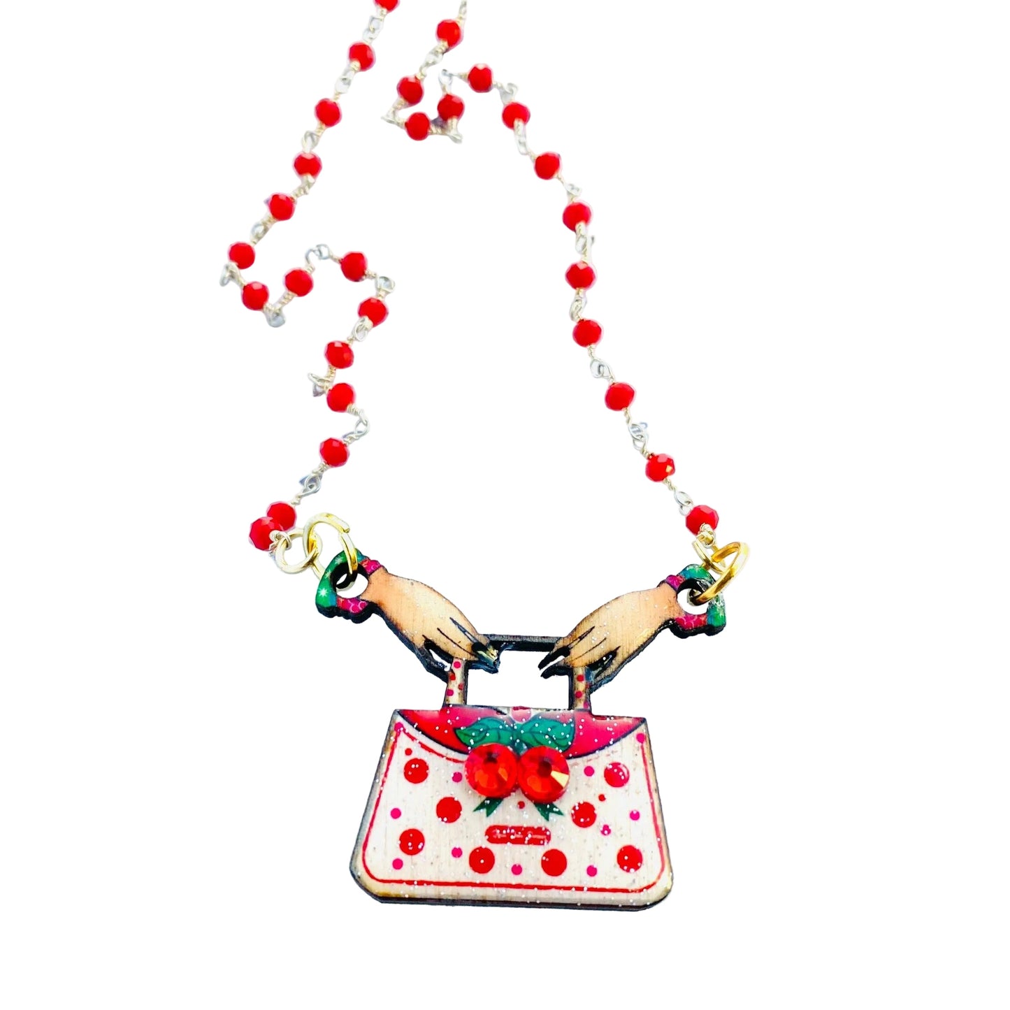 Cherry Retro Beaded Necklace by Rosie Rose Parker