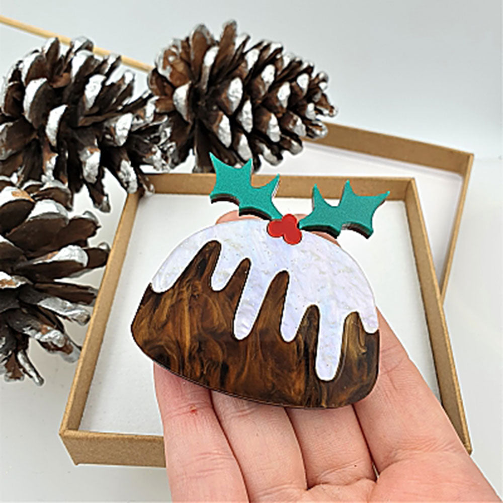 Christmas Pudding Brooch by Cherryloco