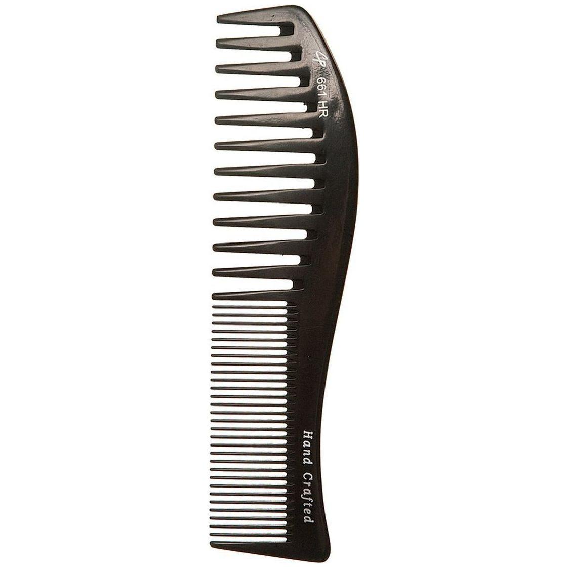 Curved Fine and Wide Tooth 8.5 Inch Hard Rubber Comb -C661HR